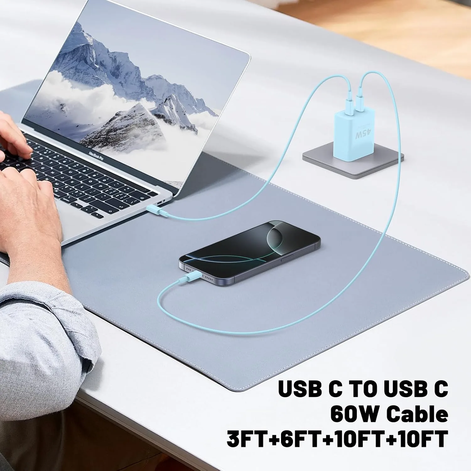 QZIIW iPhone 18 17 16 Pro Max Fast Charger,45W Dual Port USB C Fast Charger