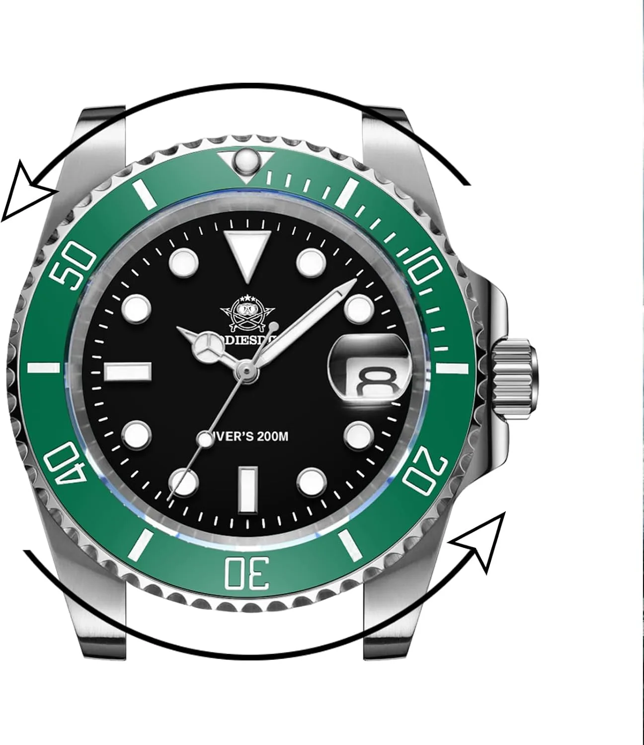 ADDIESDIVE 41 MM Mens Dive Watch Quartz Movement Watches for Men Easy to Read Dial 200 M Waterproof BGW9 Luminous Analog Orange/Red/Green/Black Gradient Dial