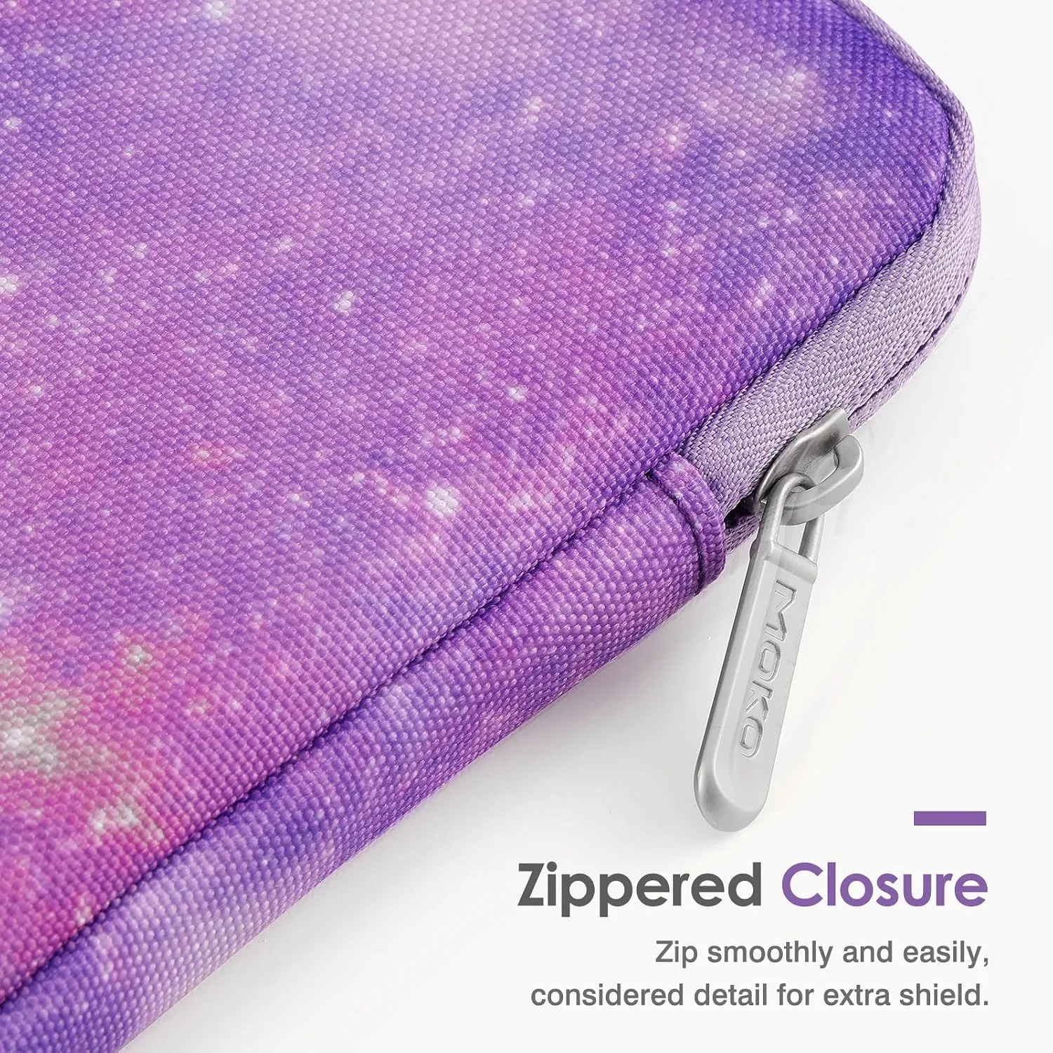 MoKo Padded Ereader Sleeve Case for 6-7 inch Ereader Tablet Bag Protective Cover Pouch with a Carabiner, Compatible with 7" Colorsoft Signature Edition 2024, Purple Starry Sky