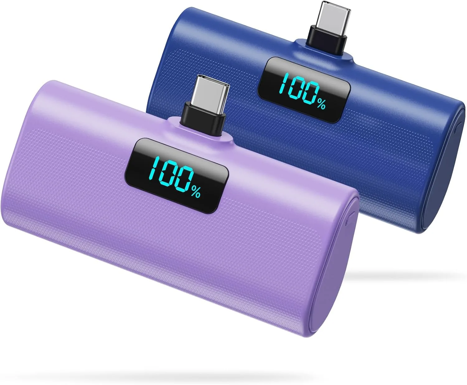 [2-Pack]Portable Charger for iPhone 17/16/15 Series,5200mAh PD USB C Power Bank Built-in USB-C Connector, Battery Pack Compatible with iPhone 17/17 Pro Max/16 Pro/15 Series,Galaxy,Android(Blue+Purple)
