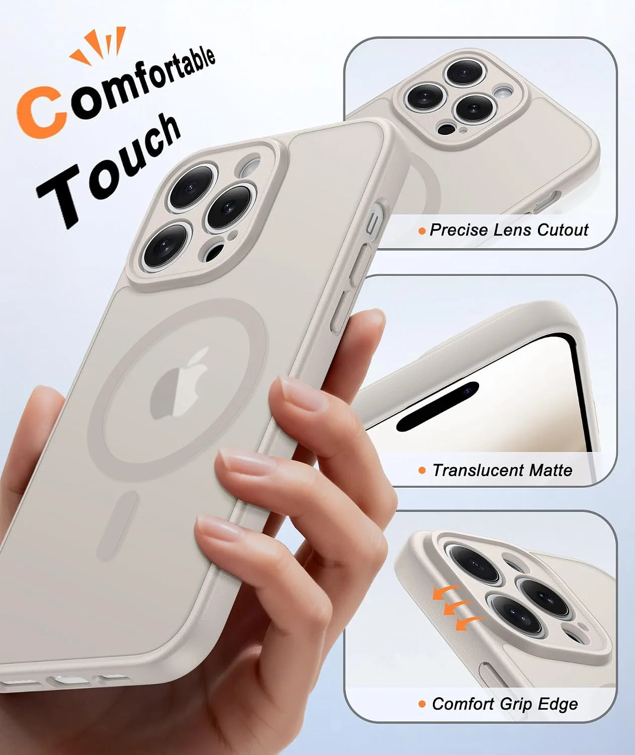 FNTCASE for iPhone 14-Pro Case Fit for MagSafe Off White