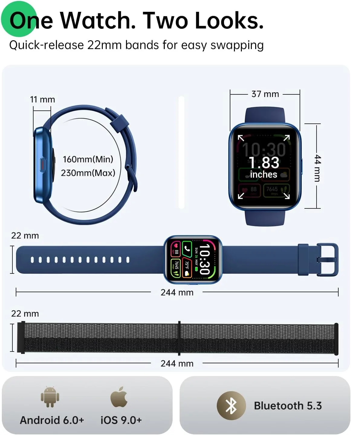 Smart Watches for Men Women (Android/iOS), Fitness Watch, Health Tracker