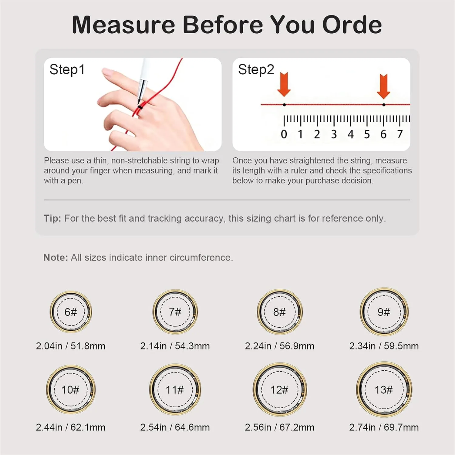 Smart Ring for Women Men, Sleep Activity Health Tracking Ring, Gold 9
