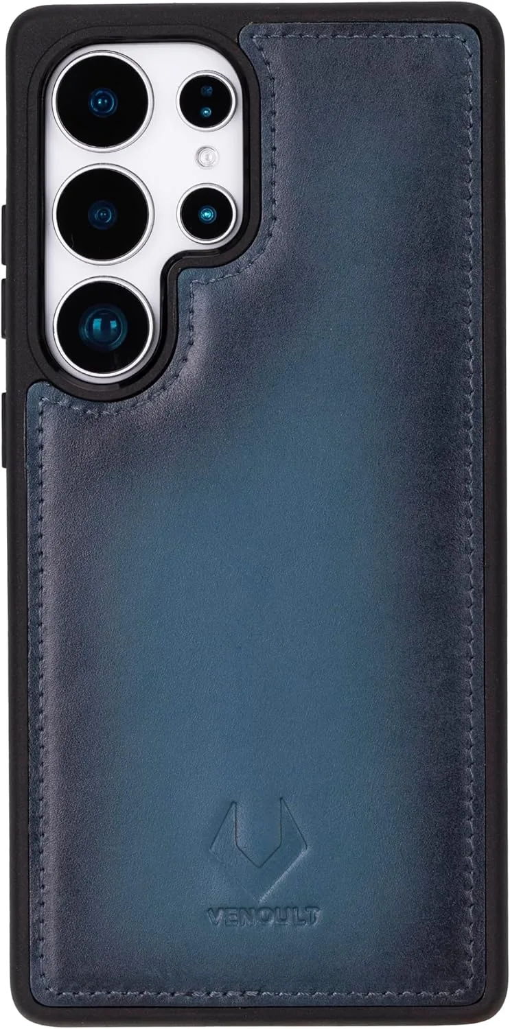 VENOULT Wallet Case for iPhone, Full Grain Genuine Turkish Leather, Magnetic Detachable, RFID 4 Card Slots, Business Style, Compatible with MagSafe (Admiral Blue, iPhone 16 Pro MAX)