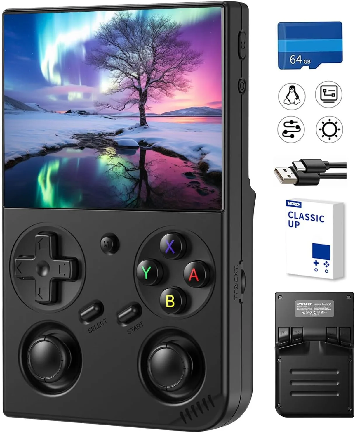 Retro Handheld Game Console,Portable Game with 3.5 Inch IPS Screen,with 64G TF Card Pre-Installed 4353 Games Supports 5G WiFi Bluetooth HDMI and TV Output