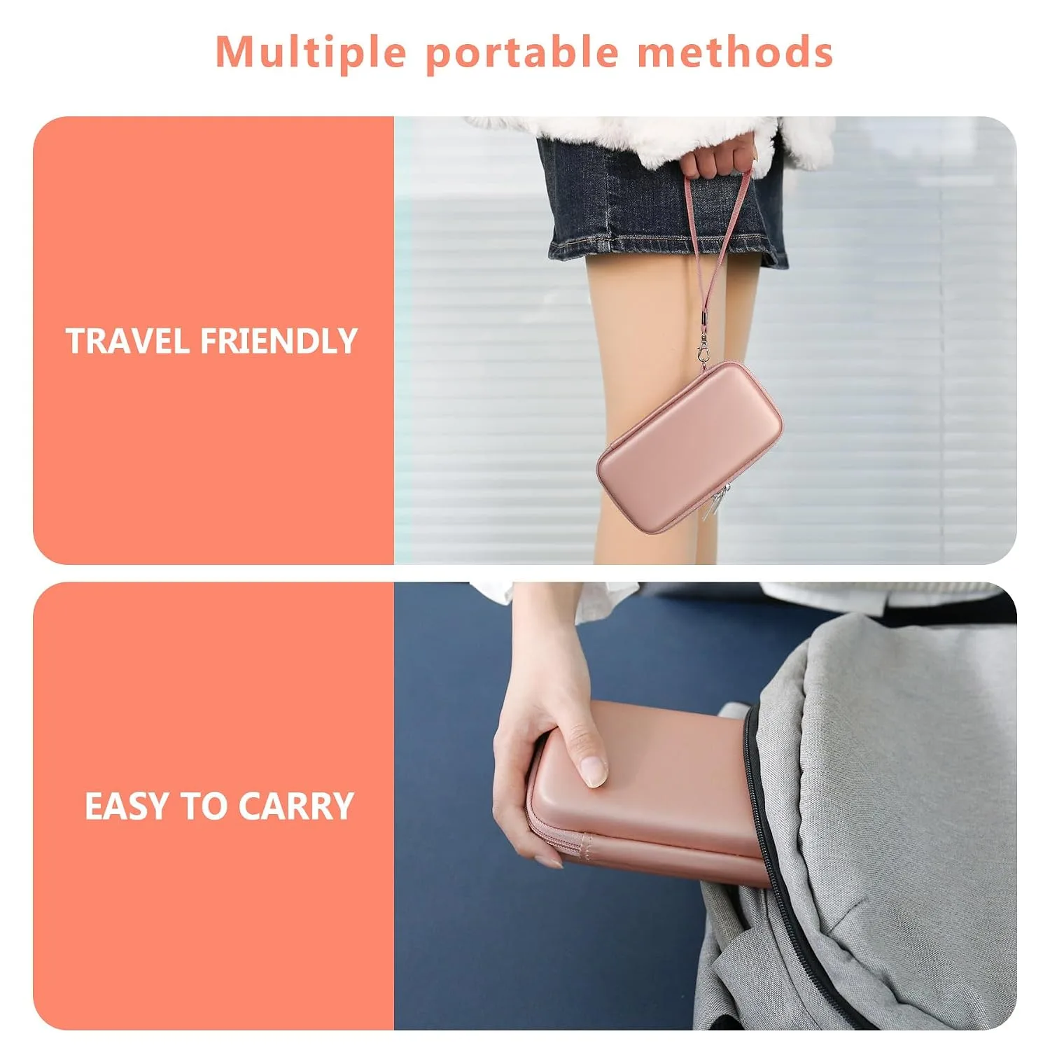 Supmay Hard Carrying Case Compatible with Nintendo DS Lite NDSL, Gameboy Advance Games Storage Holder Travel Bag with Mesh Pocket for USB Charging Cable, Stylus, Earphones, Game Cartridge, Rose Gold