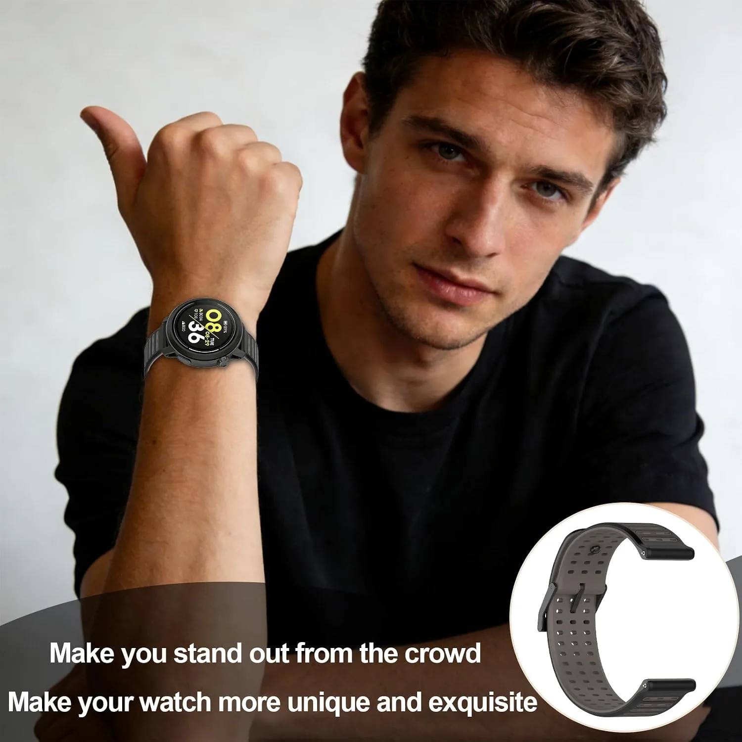 Silicone Replacement Bands Compatible with COROS PACE 3/4/Pro, COROS APEX PRO/2 Pro/APEX 46 MM/4 42MM, Soft & Breathable Smartwatch Straps for Women and Men