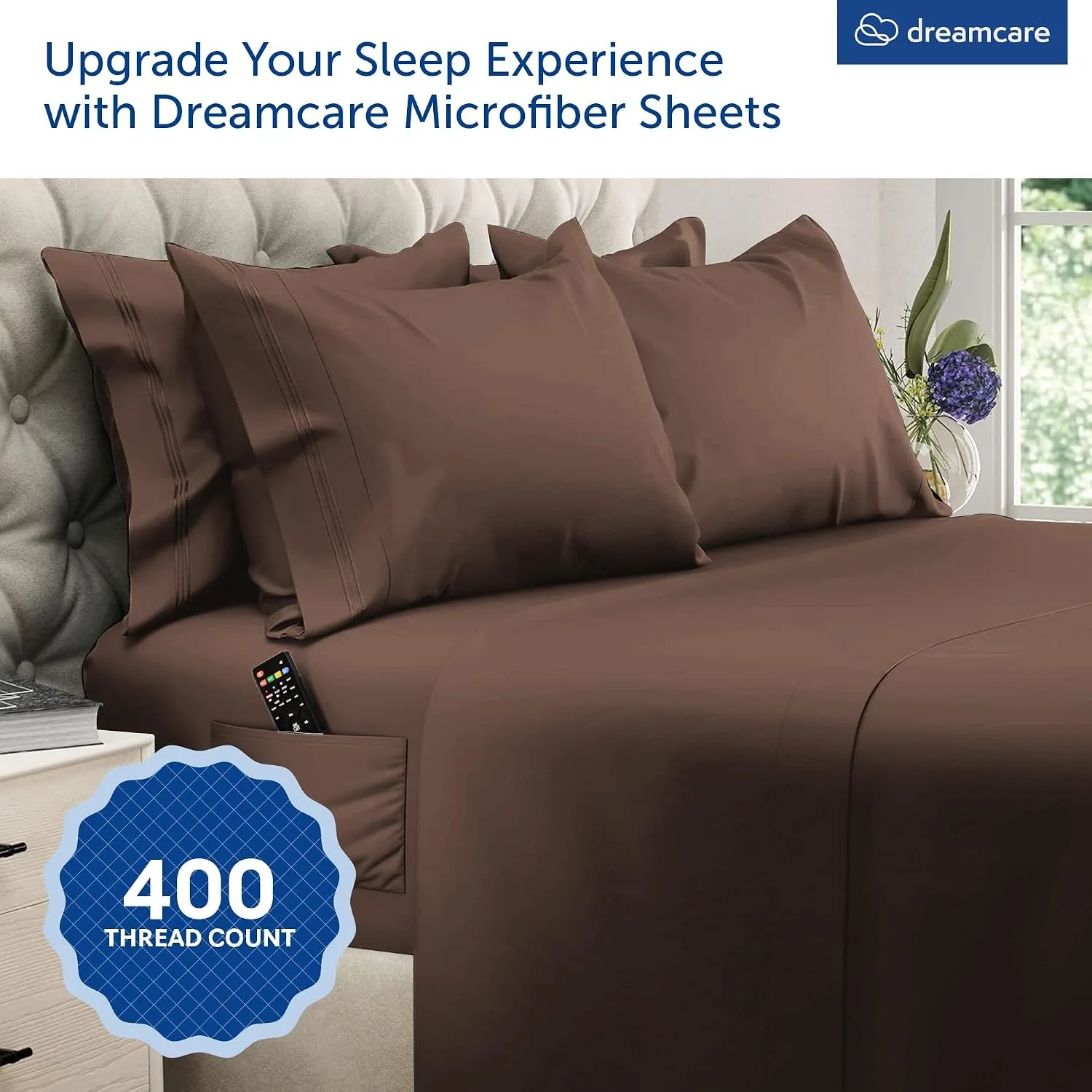 DREAMCARE King Size Sheets Set - 6 pcs Breathable Cooling Sheets King Size