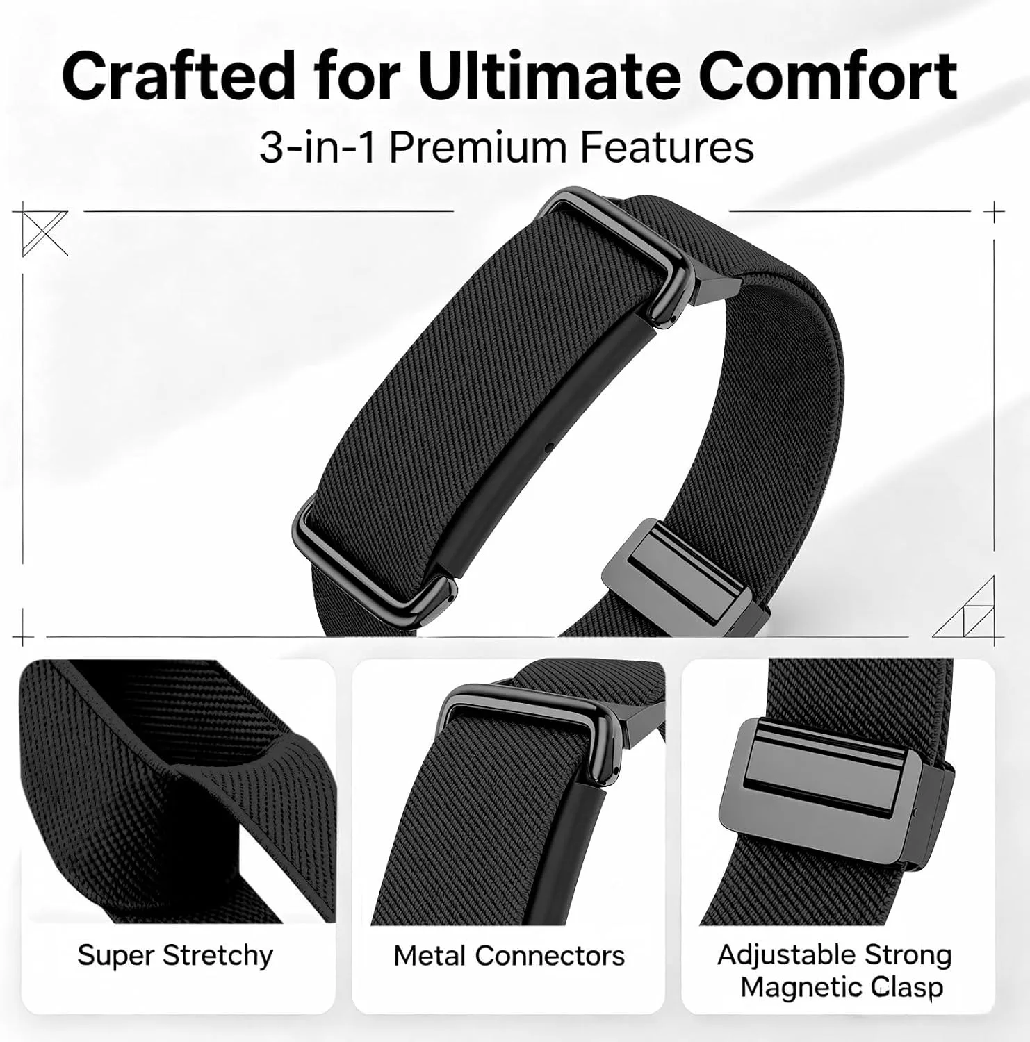 Magnetic Sport Nylon Band Compatible with Google Fitbit Air Active Band