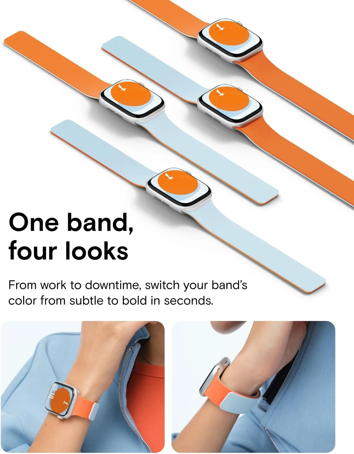 MOFT Snap Duo Watch Bands, Duo-Color Watch Band for Women &Men Daily Wear