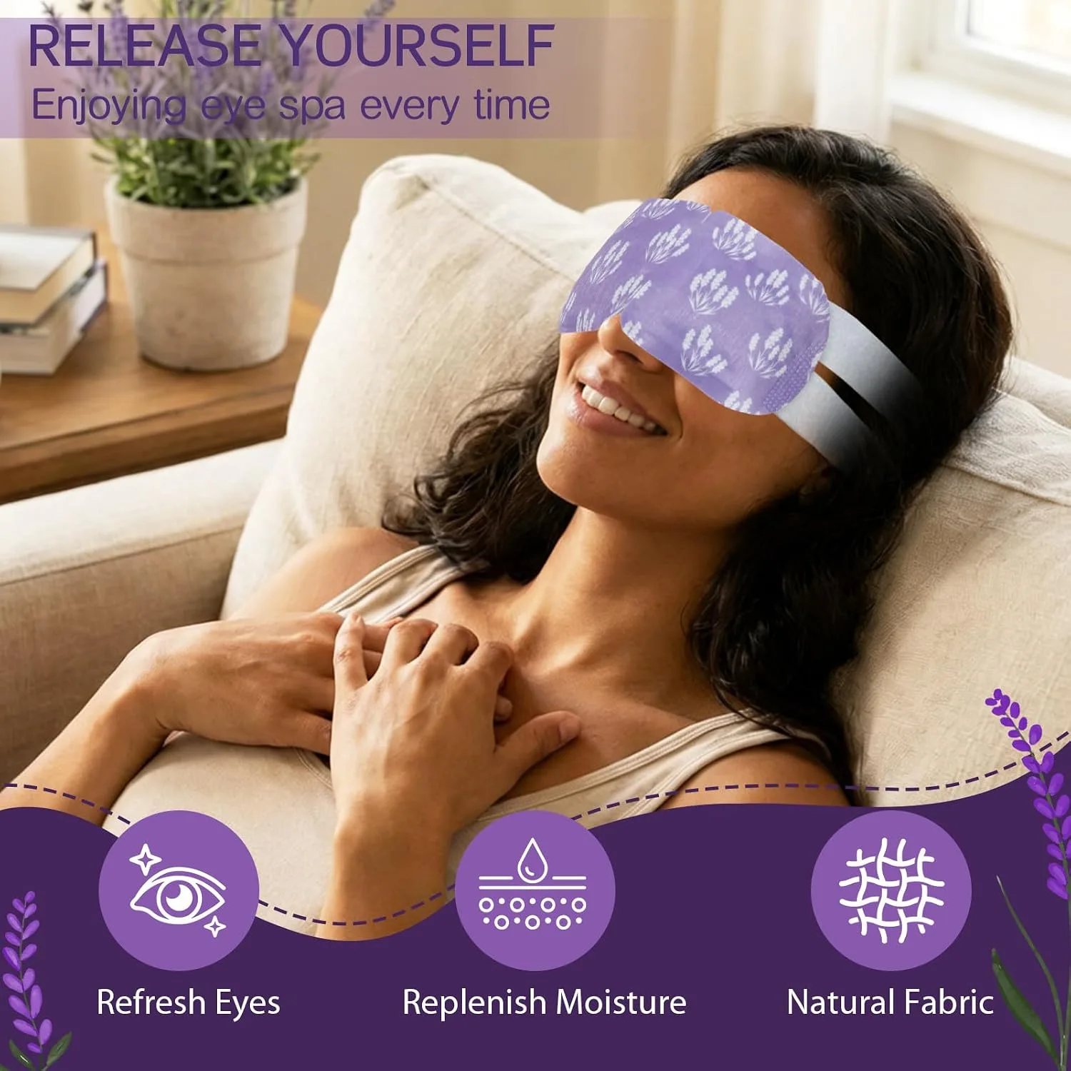 50 Pcs Steam Eye Masks for Dry Eyes Bulk Lavender Self Heated