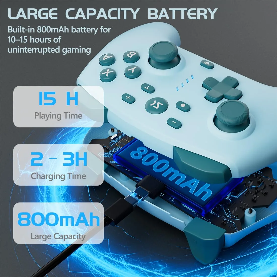 Wireless Switch Controller for Switch/Switch 2/OLED/Lite (Lake Blue)