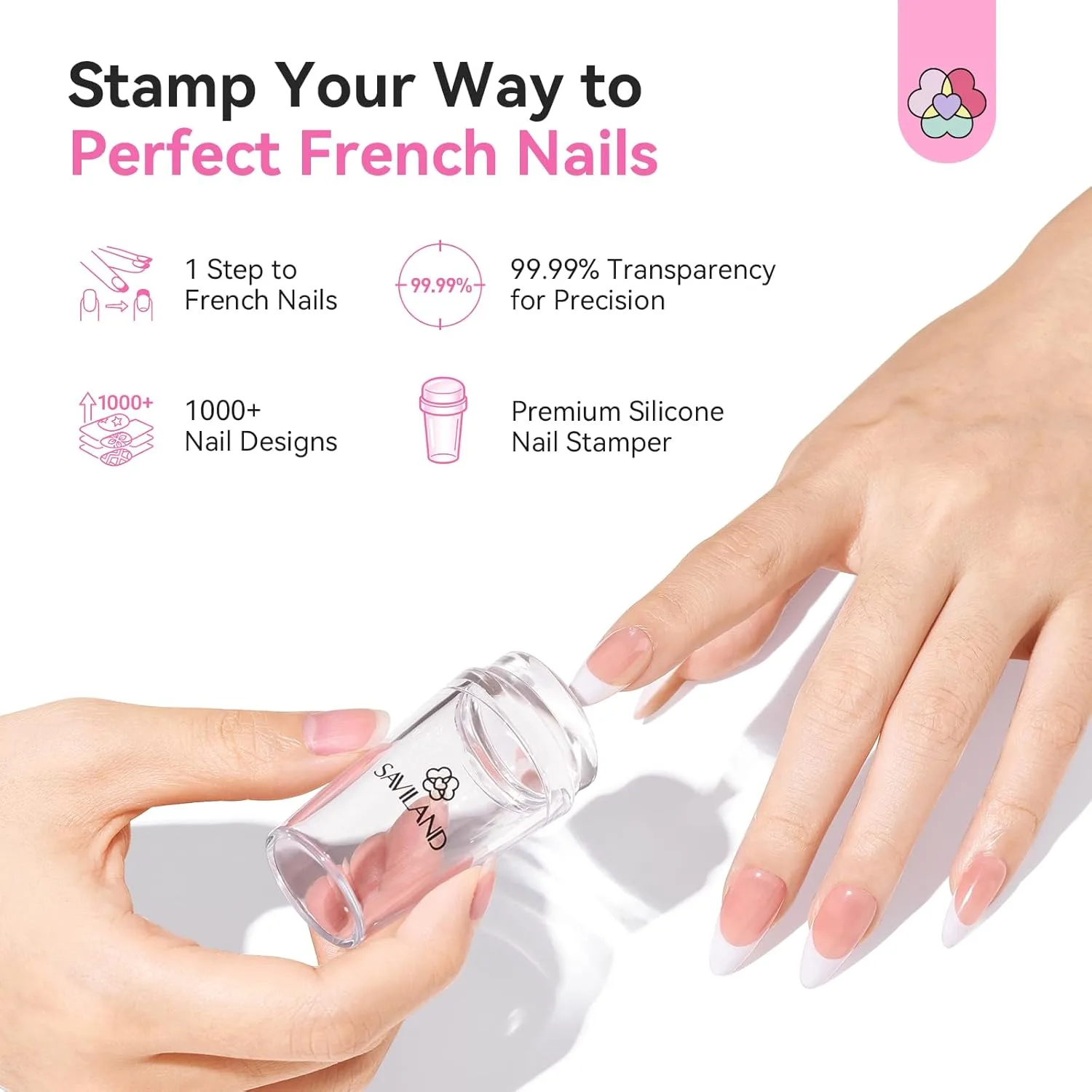 SAVILAND French Tip Tool Silicone Nail Stamper 4PCS