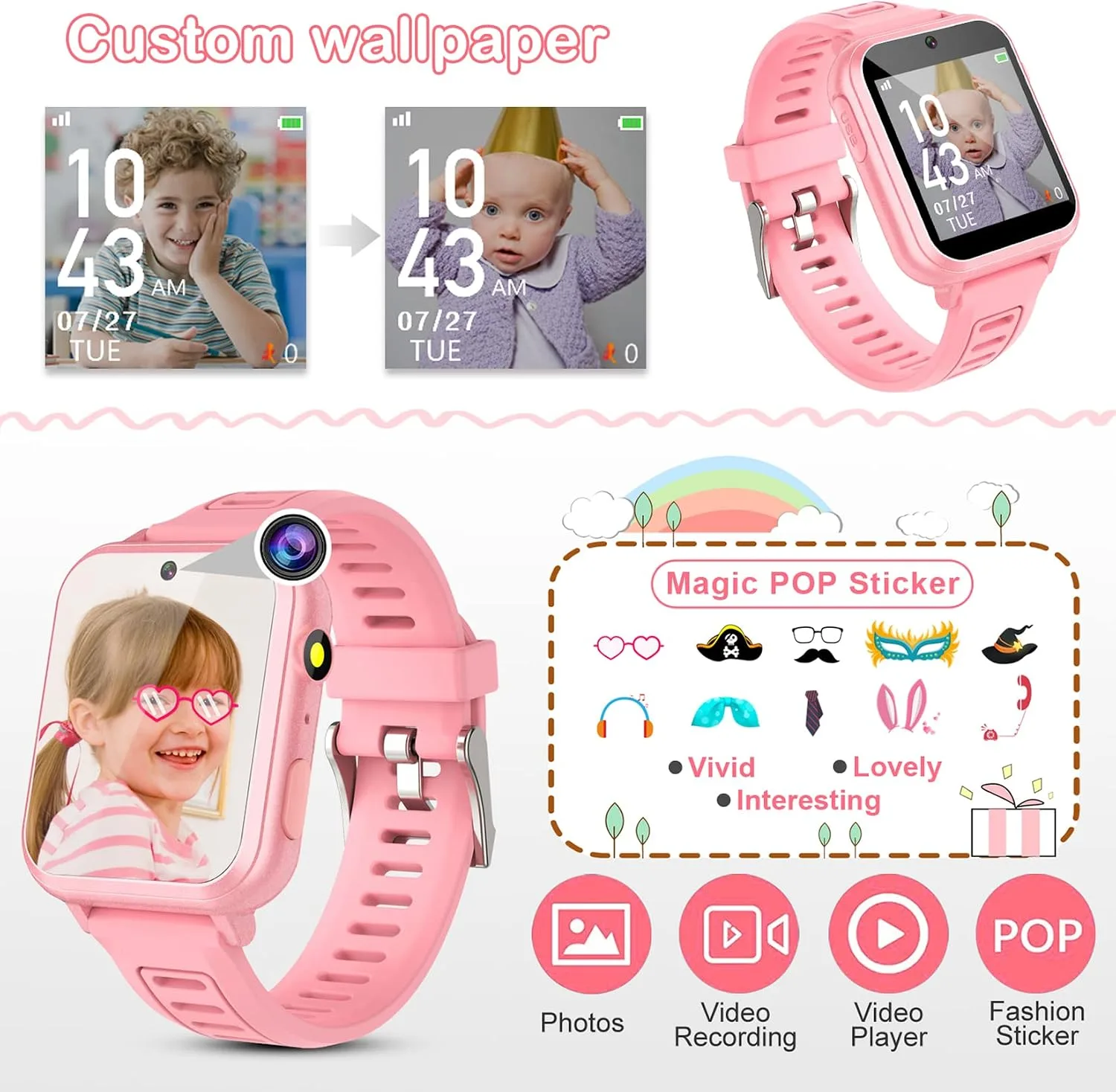 Smart Watch for Kids, Toddler Watch Toys with 39 Games Camera Video Music