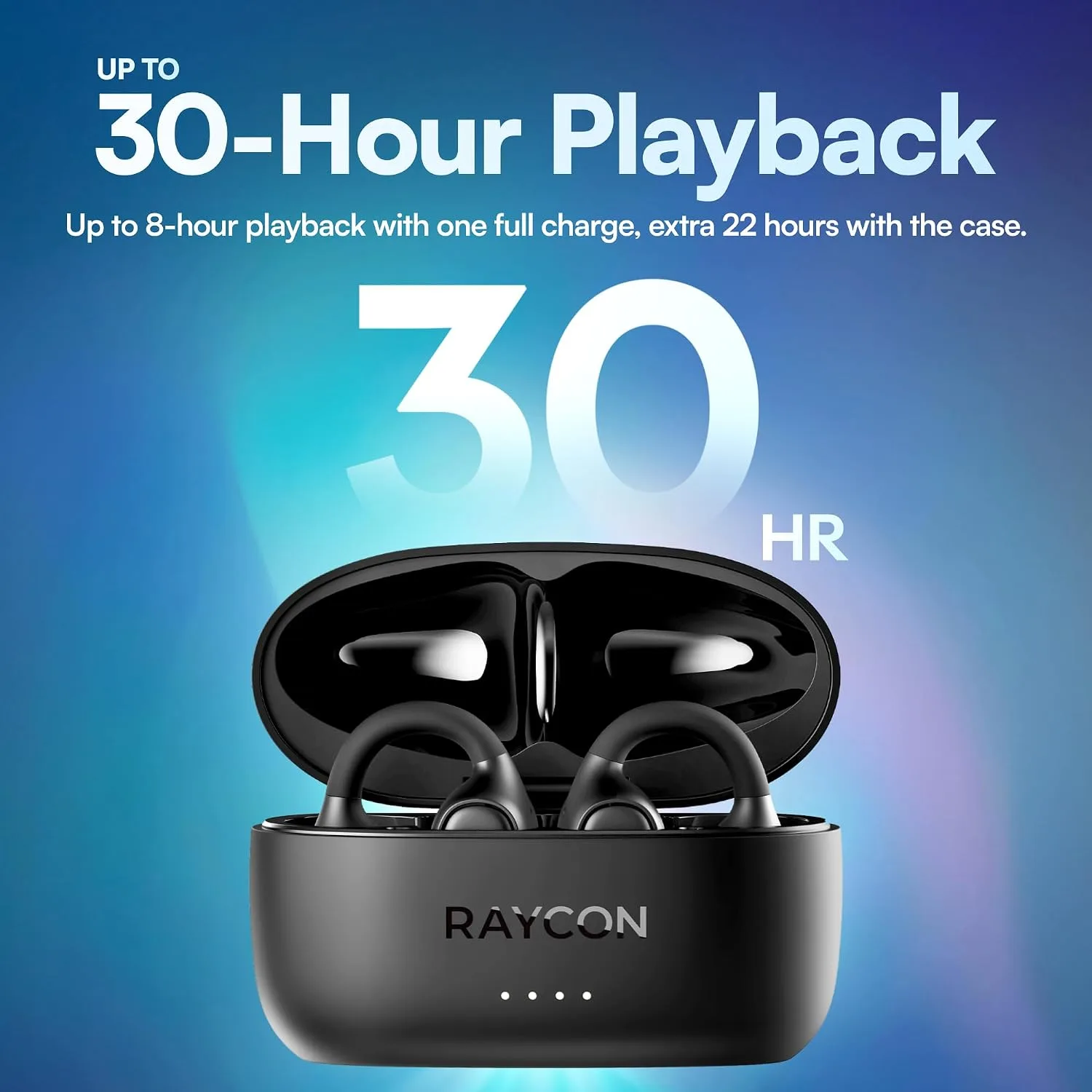 Raycon Everyday Clip On Earbuds, Open Ear & Water Resistant, 30Hr (Black)