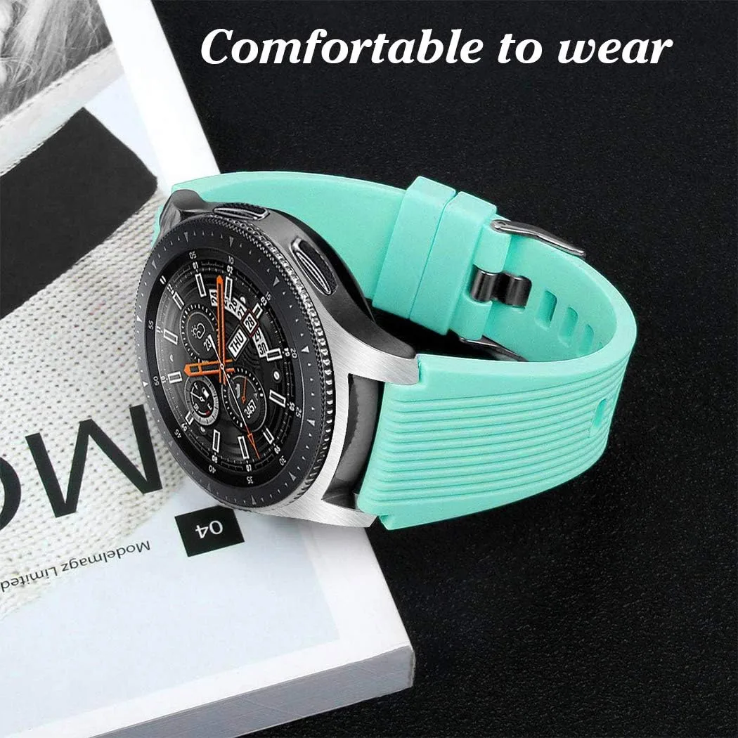 HSWAI Compatible with Samsung Galaxy Watch 46mm Bands/Gear S3 Frontier, Classic Watch Bands/Galaxy Watch 3 Bands 45mm, 22mm Soft Silicone Bands Bracelet Sports Strap for Men & Women.