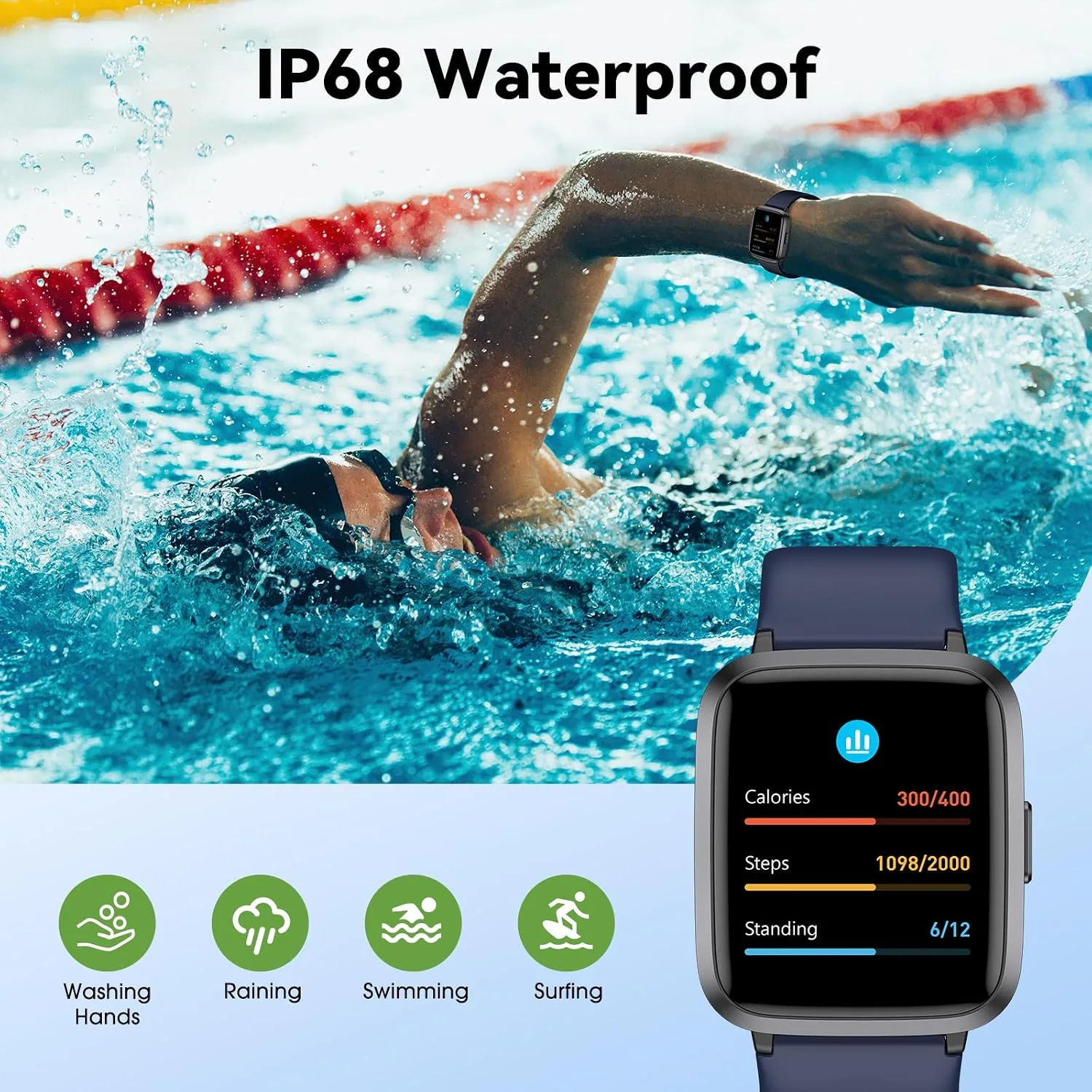 Fitness Tracker Watch with Heart Rate, No App No Phone Required, Pedometer