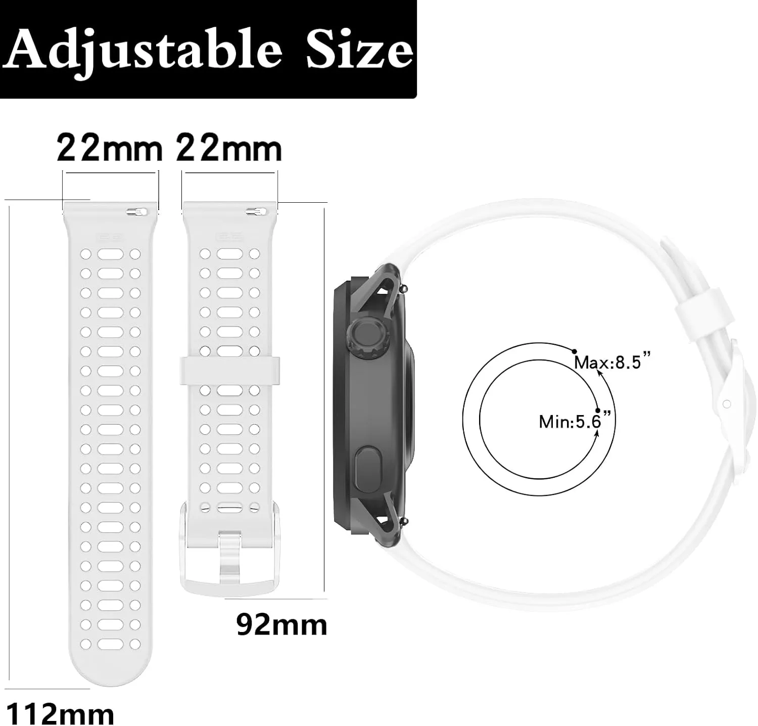 20mm 22mm Sport Silicone Bands for COROS PACE 4/3/APEX 2 Pro/PACE 2