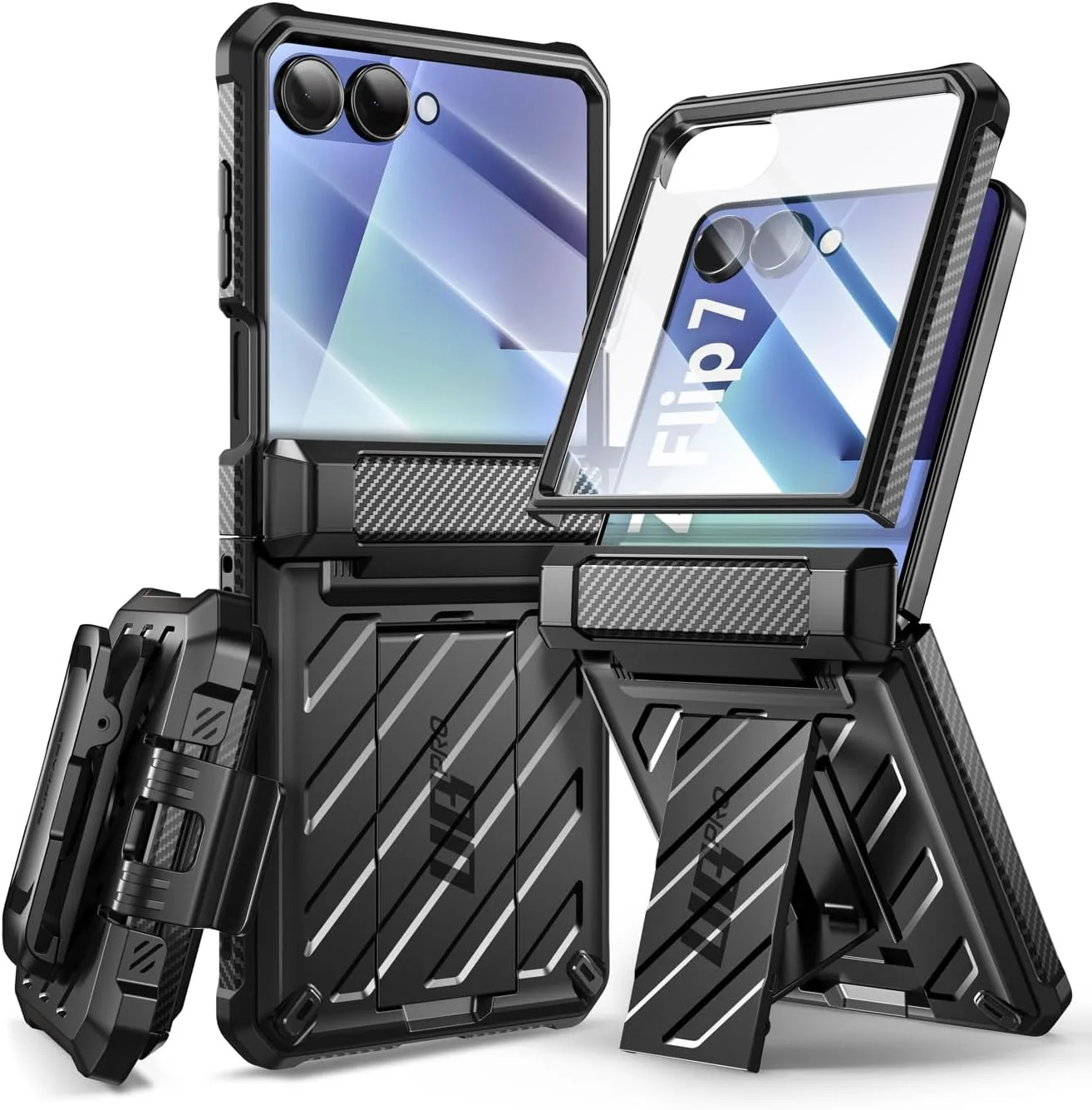 SUPCASE for Samsung Galaxy Z Flip 7 Case with Built-in Kickstand, Black