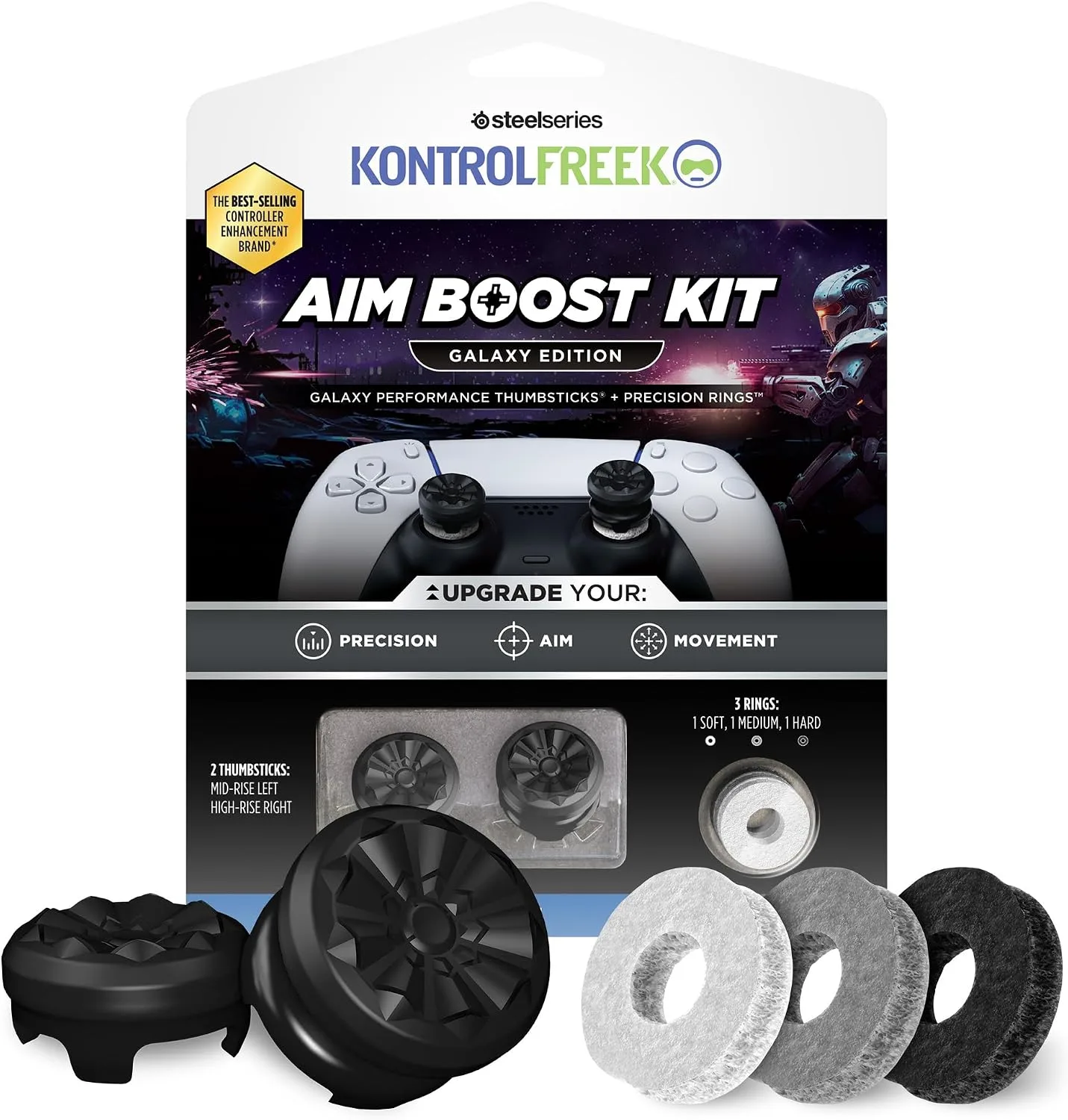 Kit de mejora de puntería KontrolFreek Aim Boost para controles PlayStation 5 y PlayStation 4 edición Black Galaxy