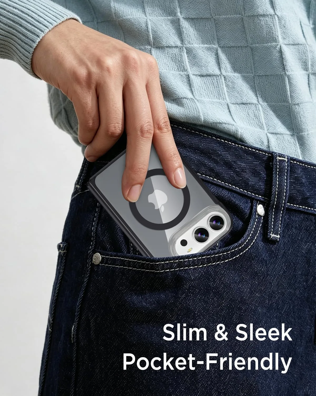 Miimall for iPhone Duo Case with Strong Magnet & Hinge Protection, [One Piece][Fit for Magsafe] Military Grade Shockproof Rugged Drop Protection Anti-Slip Men Cover for iPhone Duo Case Slim Gray