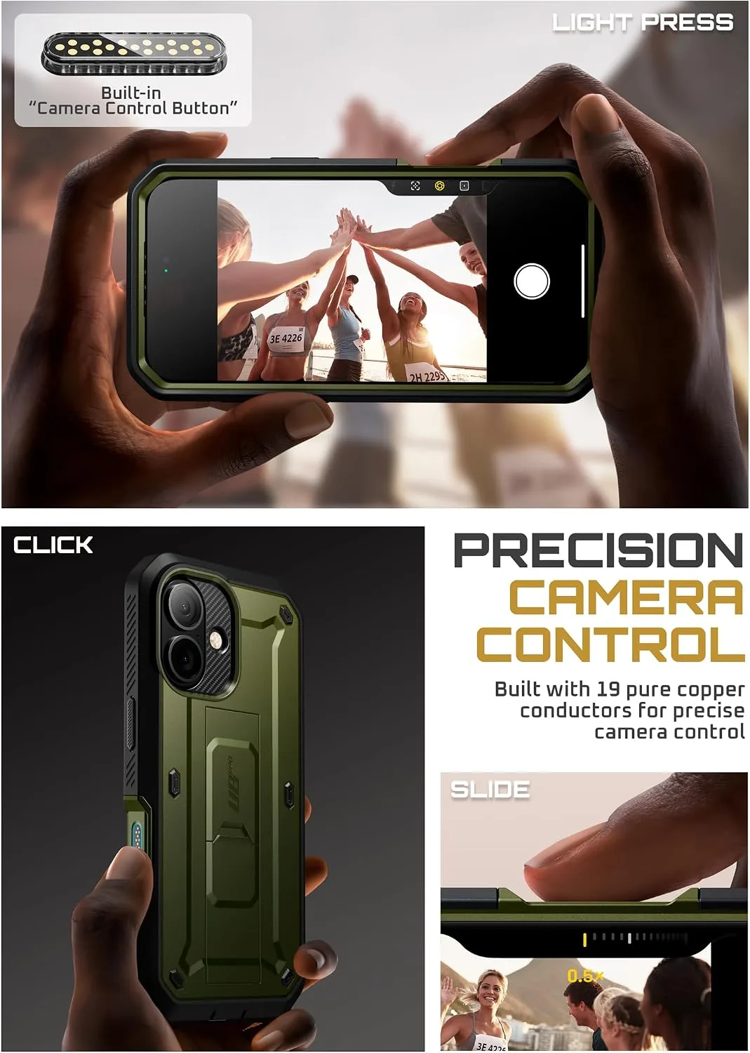 SUPCASE for iPhone 17 Case with Kickstand & Screen Protector, Green