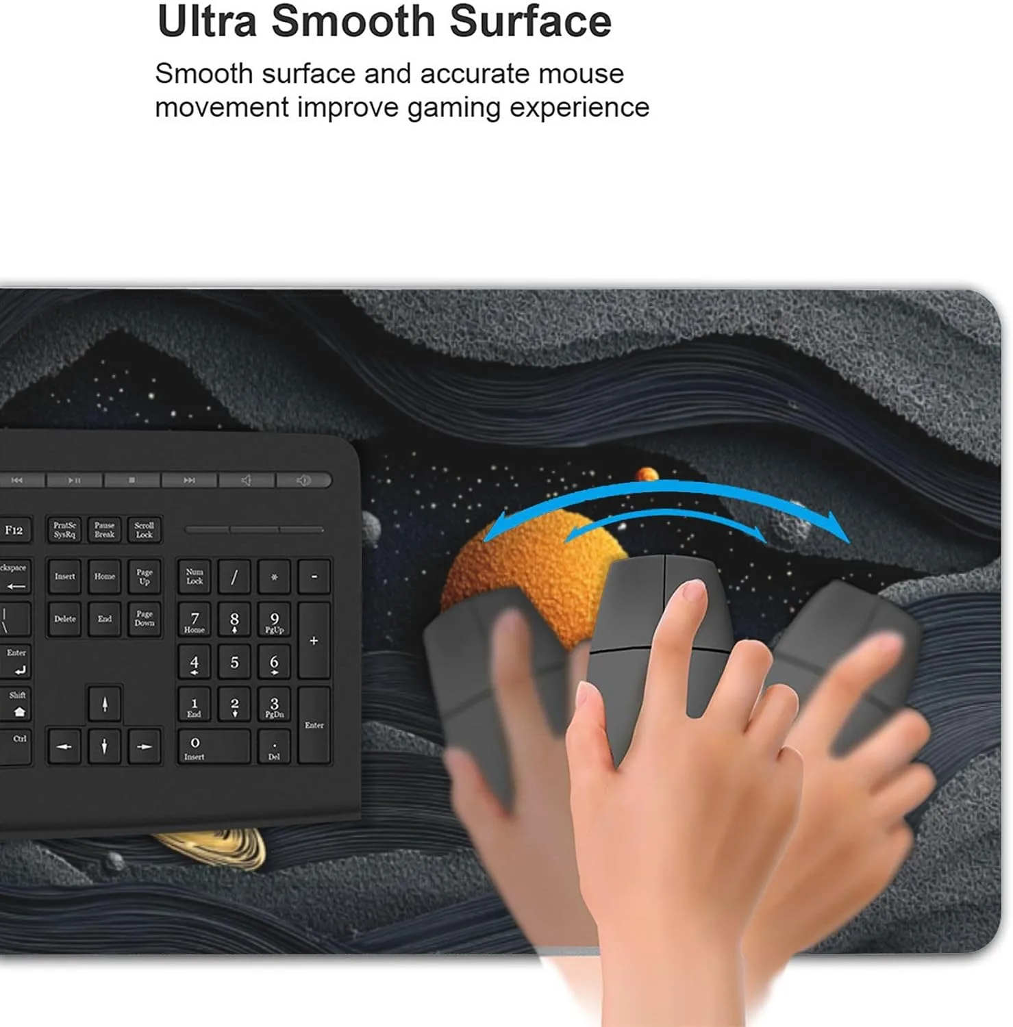 Galactic Space Planet Large Gaming Mouse Pad, Non-Slip Rubber Base, Desk Keyboard Mat, 35.4" x 15.7", Gift for Teens
