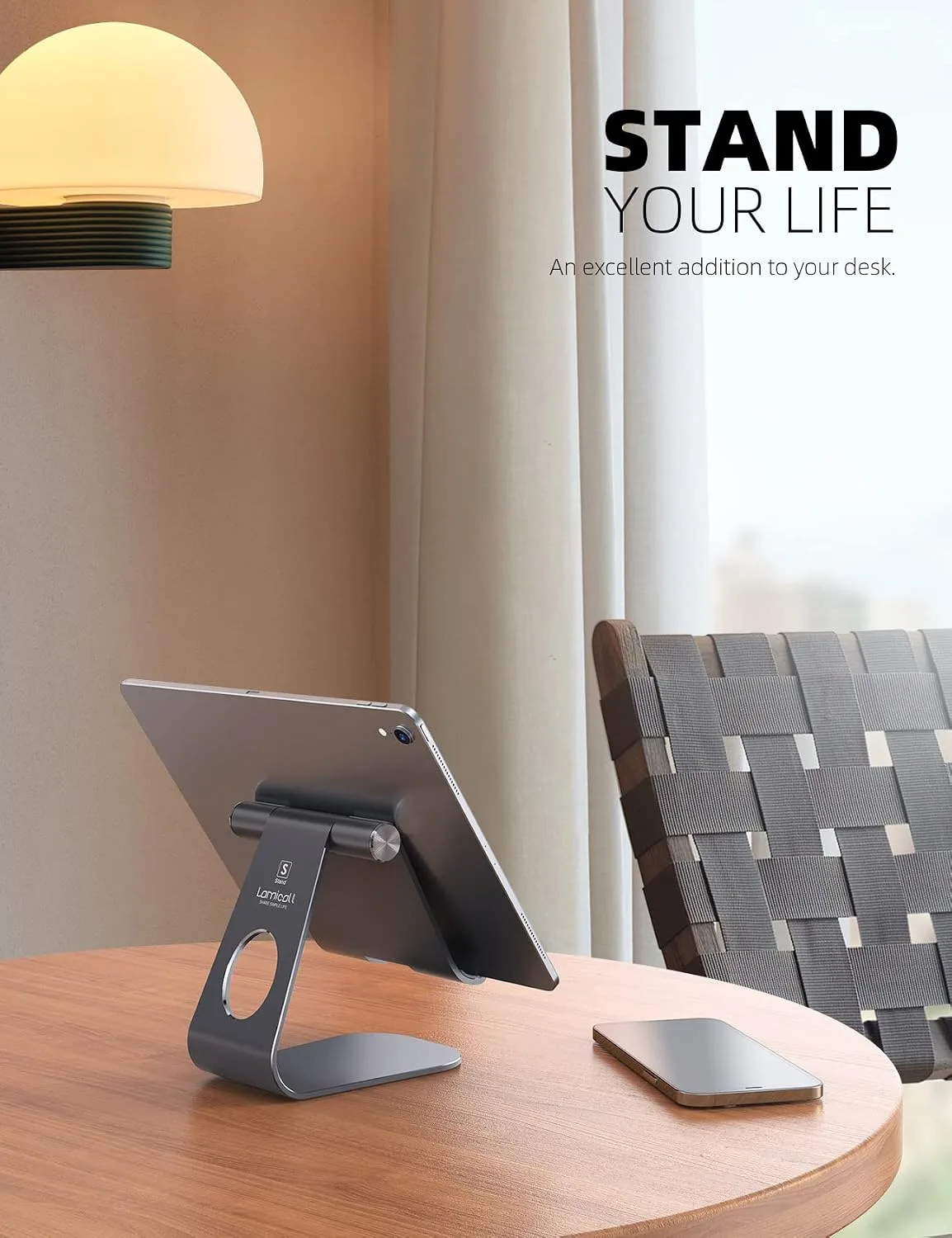 Lamicall iPad Stand Adjustable Tablet Holder, Sturdy Aluminum, Multi-Angle