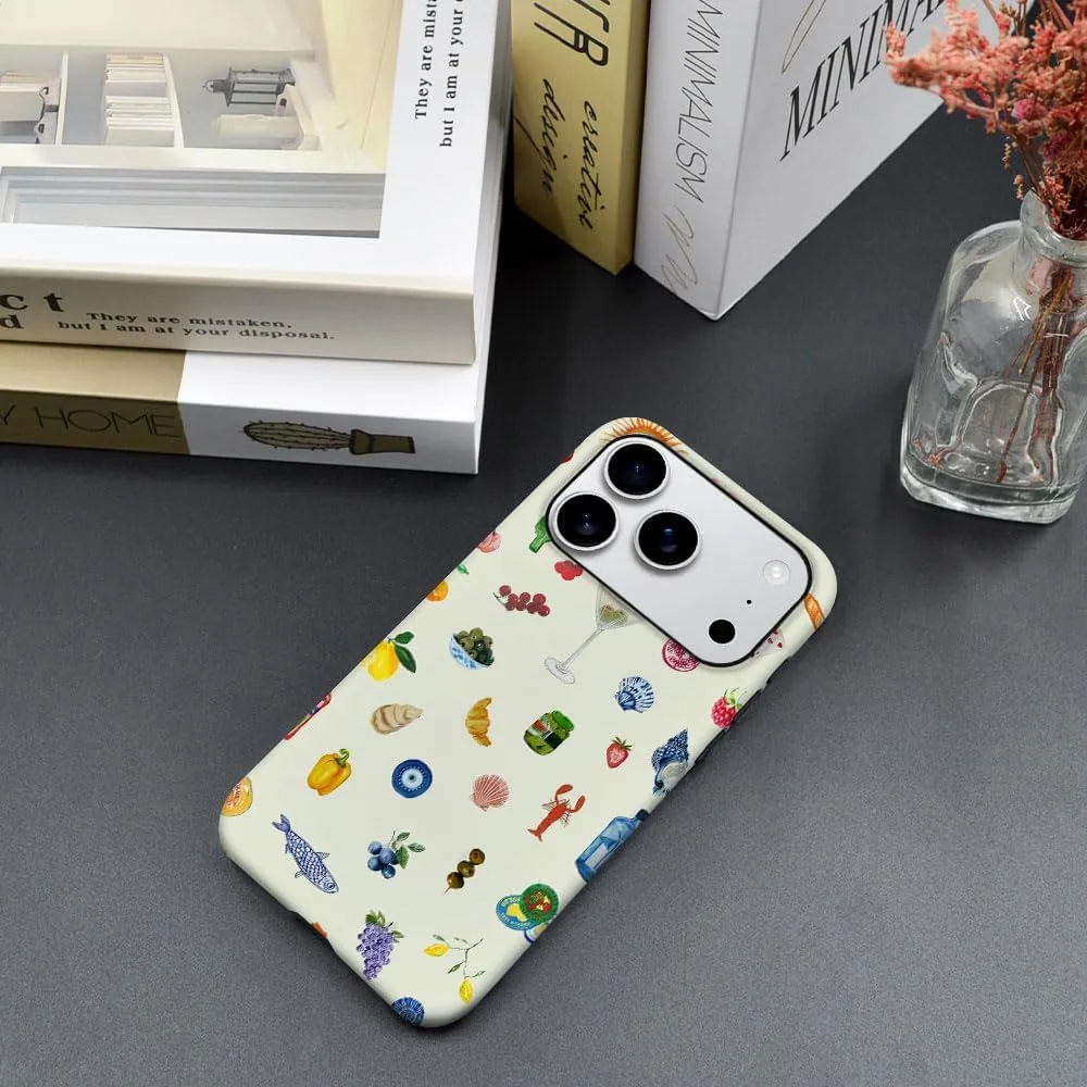 Case Compatible with iPhone 18 Pro/iPhone 17 Pro,Fall Prevention Hybrid 2-Layer Hard Shell Phone Cover for Girls Boys,Aesthetic Fruit Lily Flower Fish