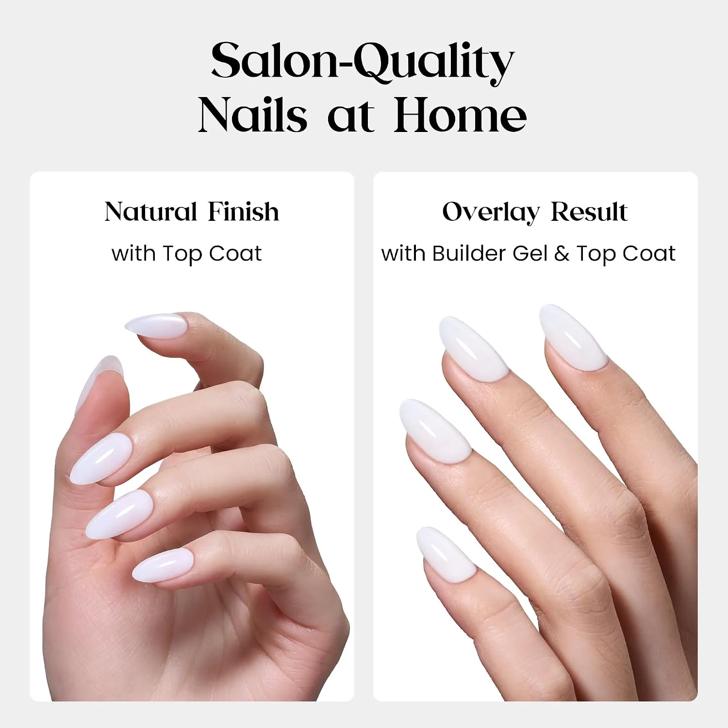 Beetles Milky White Press on Nails 160PCS, 16 Sizes Short Oval Nail Tips
