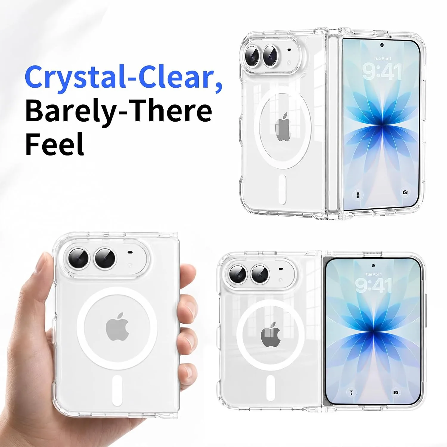 for iPhone Duo Case Clear for Fold 1st Gen 2026, Anti-Yellowing Clear Magnetic Slim Phone Cover Compatible with Magsafe