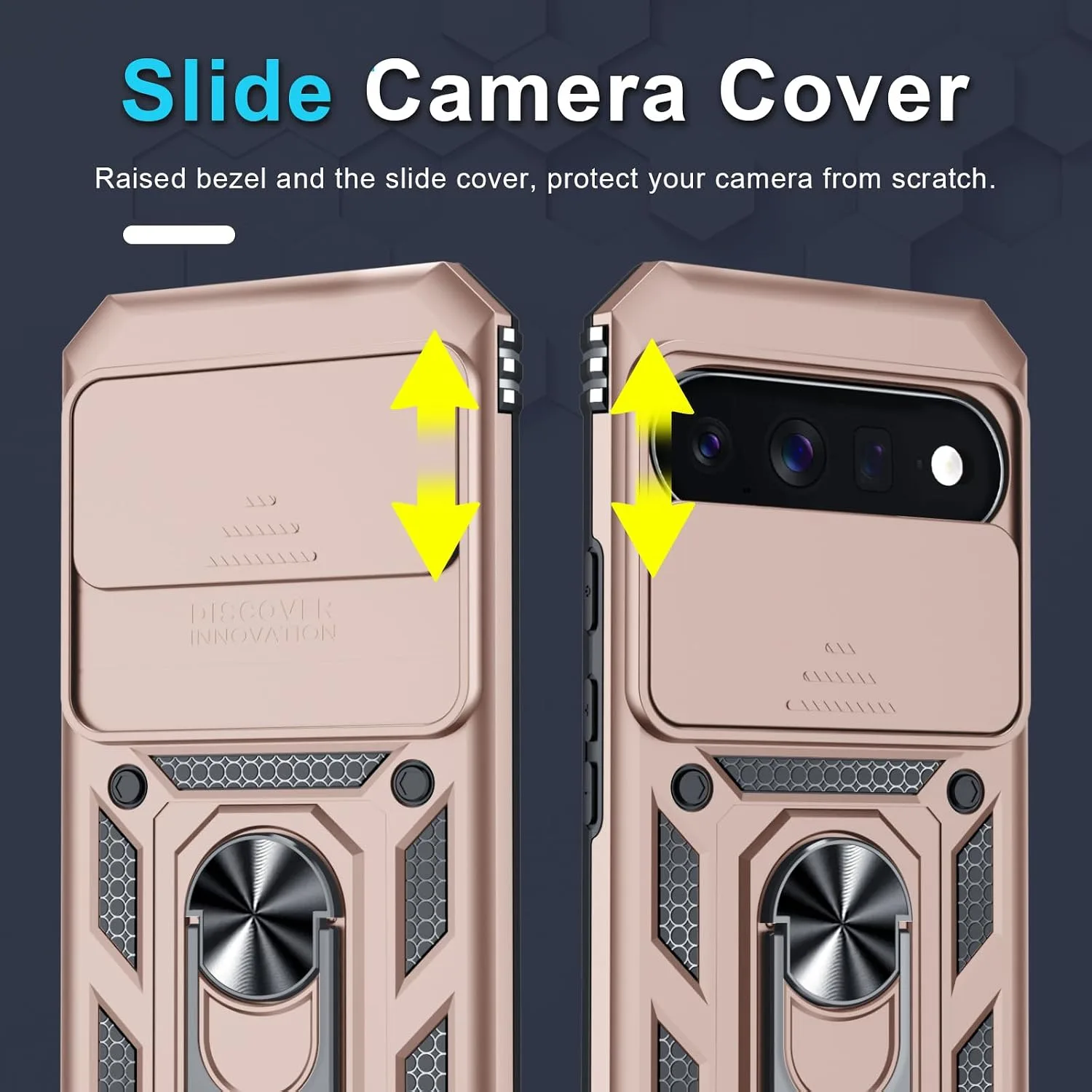 for Google Pixel 11/11 Pro Case Built in Slide Camera Cover,Rose Gold