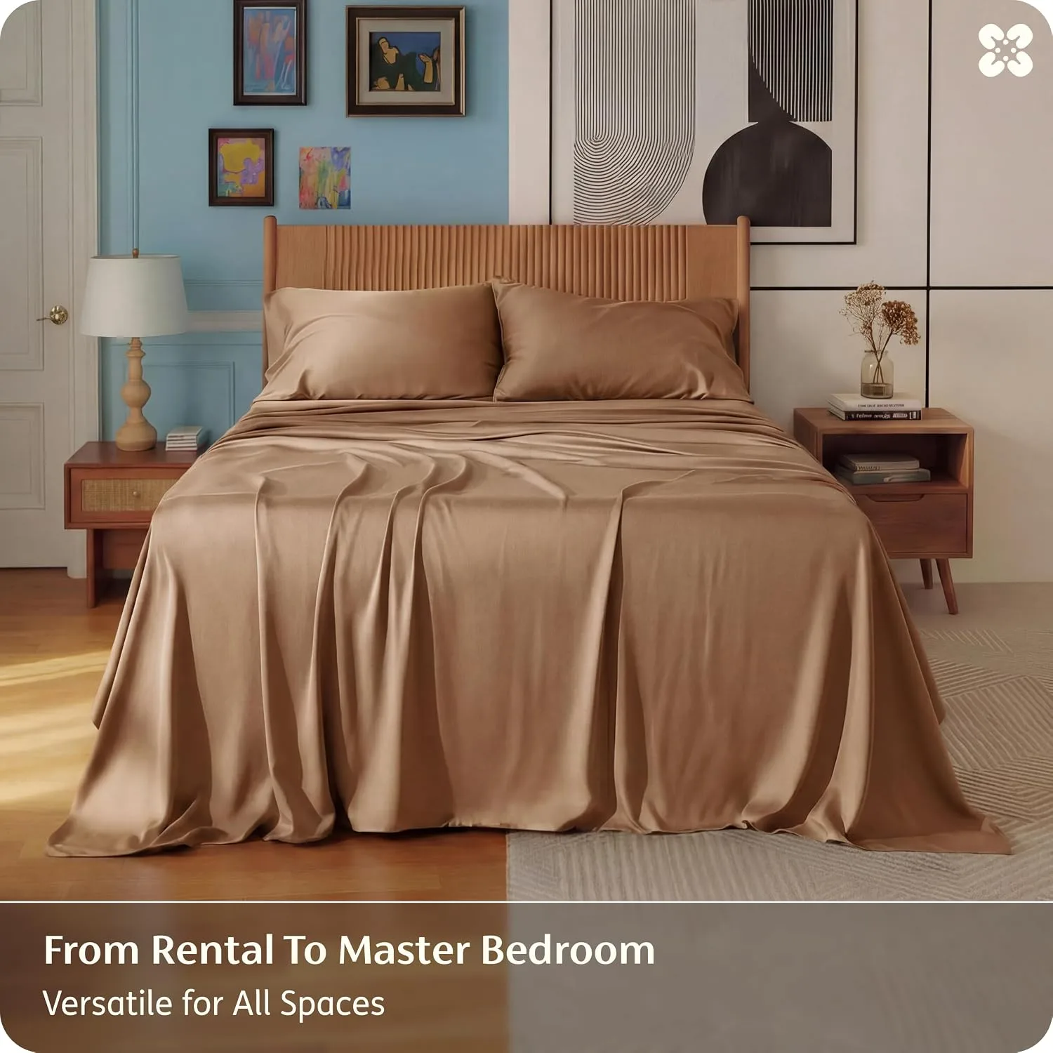 Bedsure PureWoven 100% Rayon Derived from Bamboo, Full Size Sheets, 4 PCS