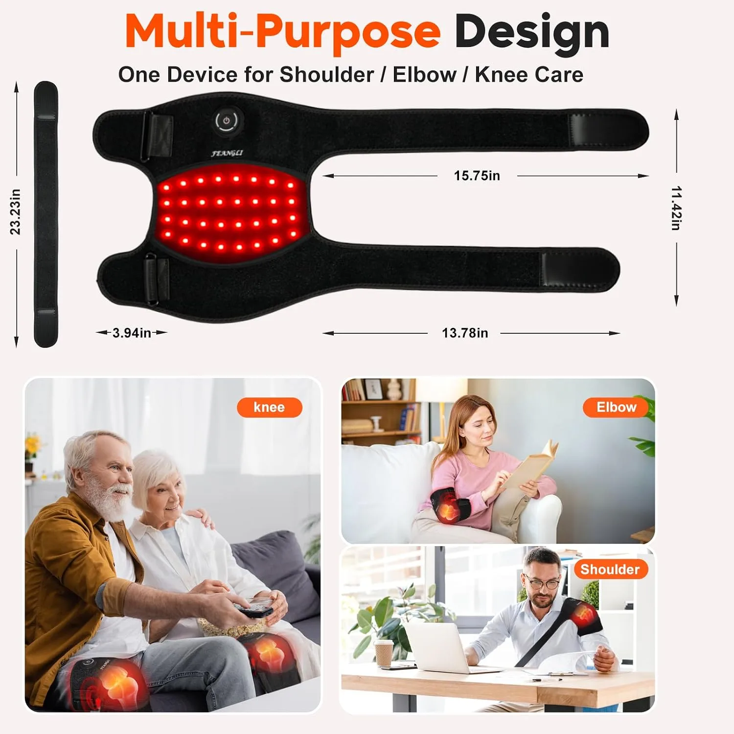 feangli Red Light Therapy Knee Brace for Pain Relief, Cordless Knee Wrap