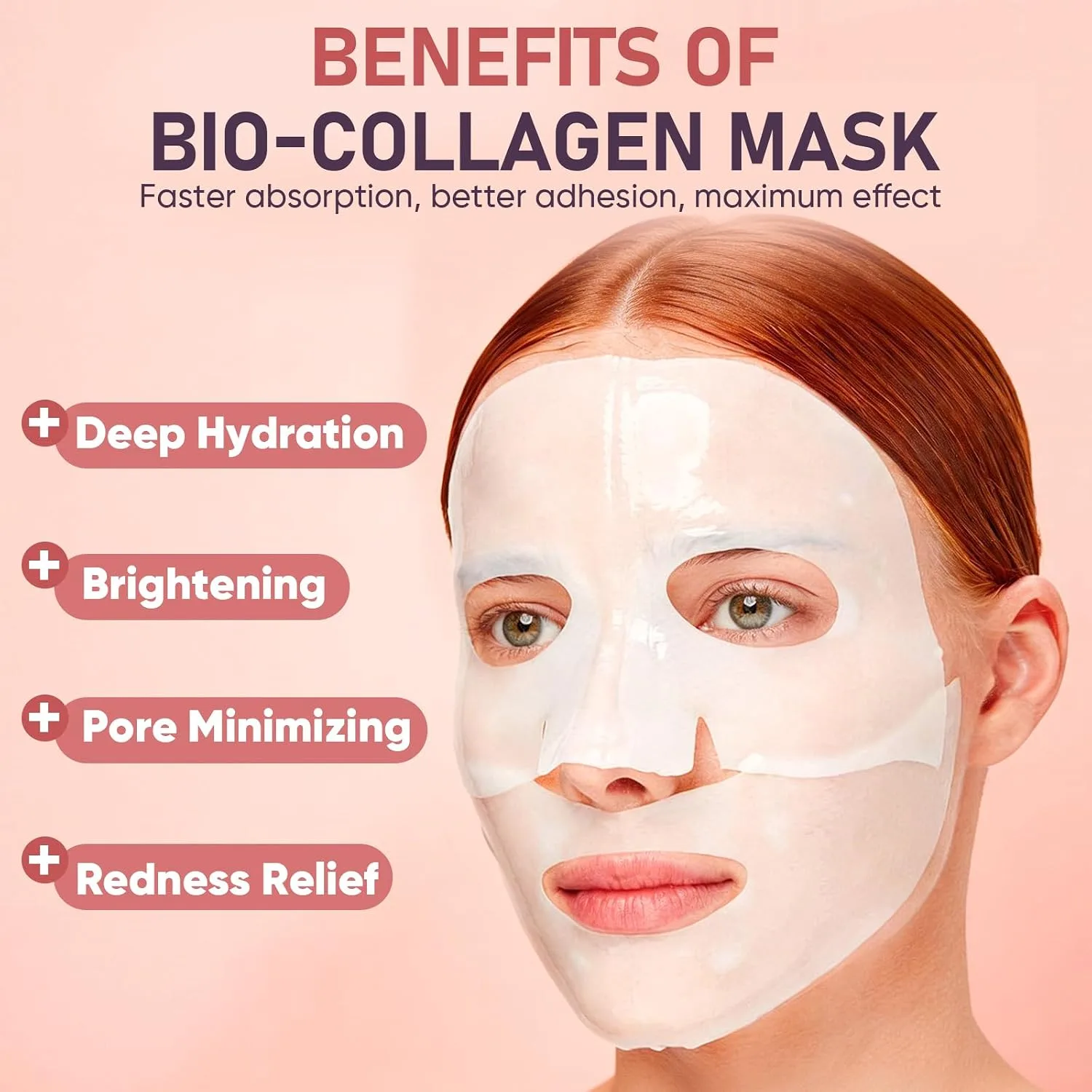 Bio-Collagen Facial Mask 8 EA, Hydrating & Soothing Hydrogel Face Mask