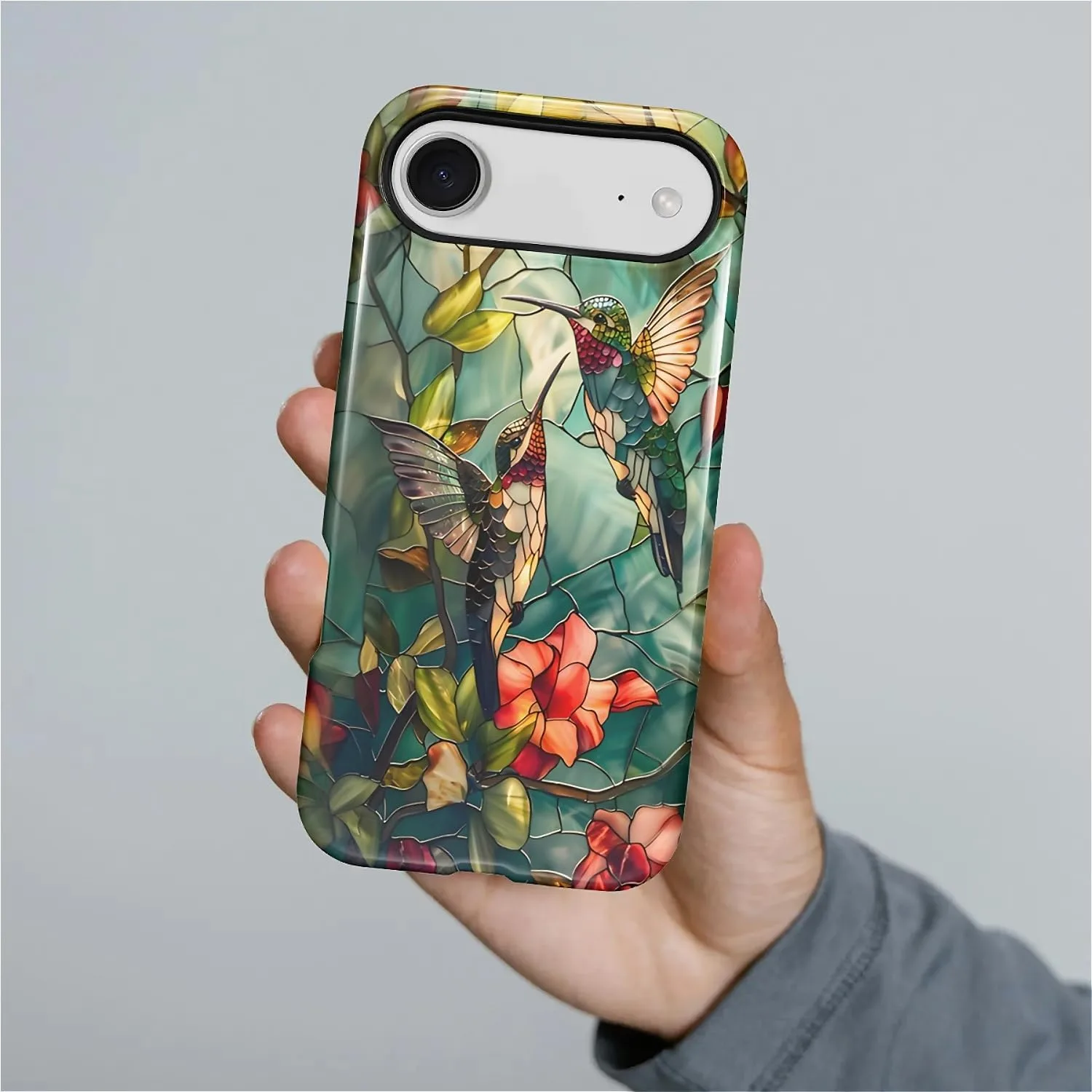 DAIZAG Case for iPhone 17 Air,Mixed 2 Layer Design Shockproof Soft TPU Ddouble Protection Phone Case for iPhone 17 Air-Gorgeous Hummingbird