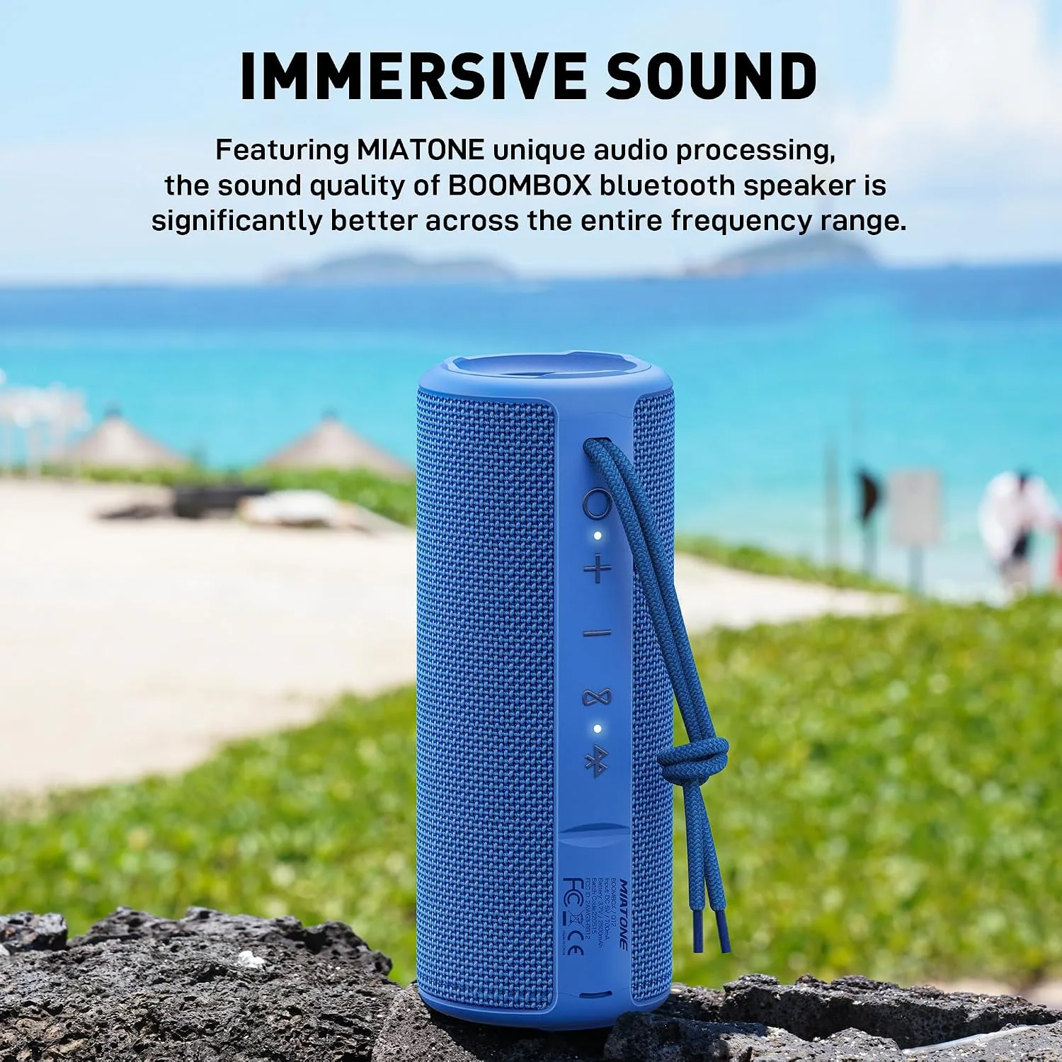 MIATONE Boombox Outdoor Portable Bluetooth Speakers Wireless Speaker Waterproof - Blue