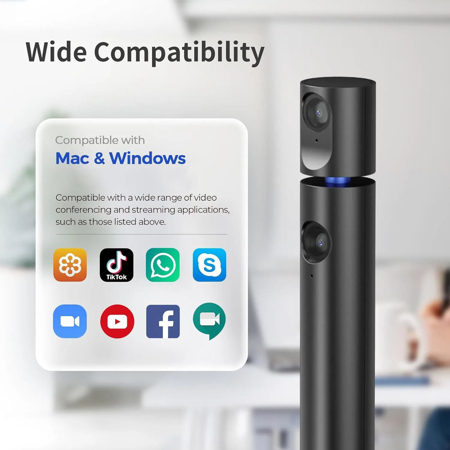 CZUR Halo X Pro Dual Webcam for PC, 1080P Web Camera with Microphone