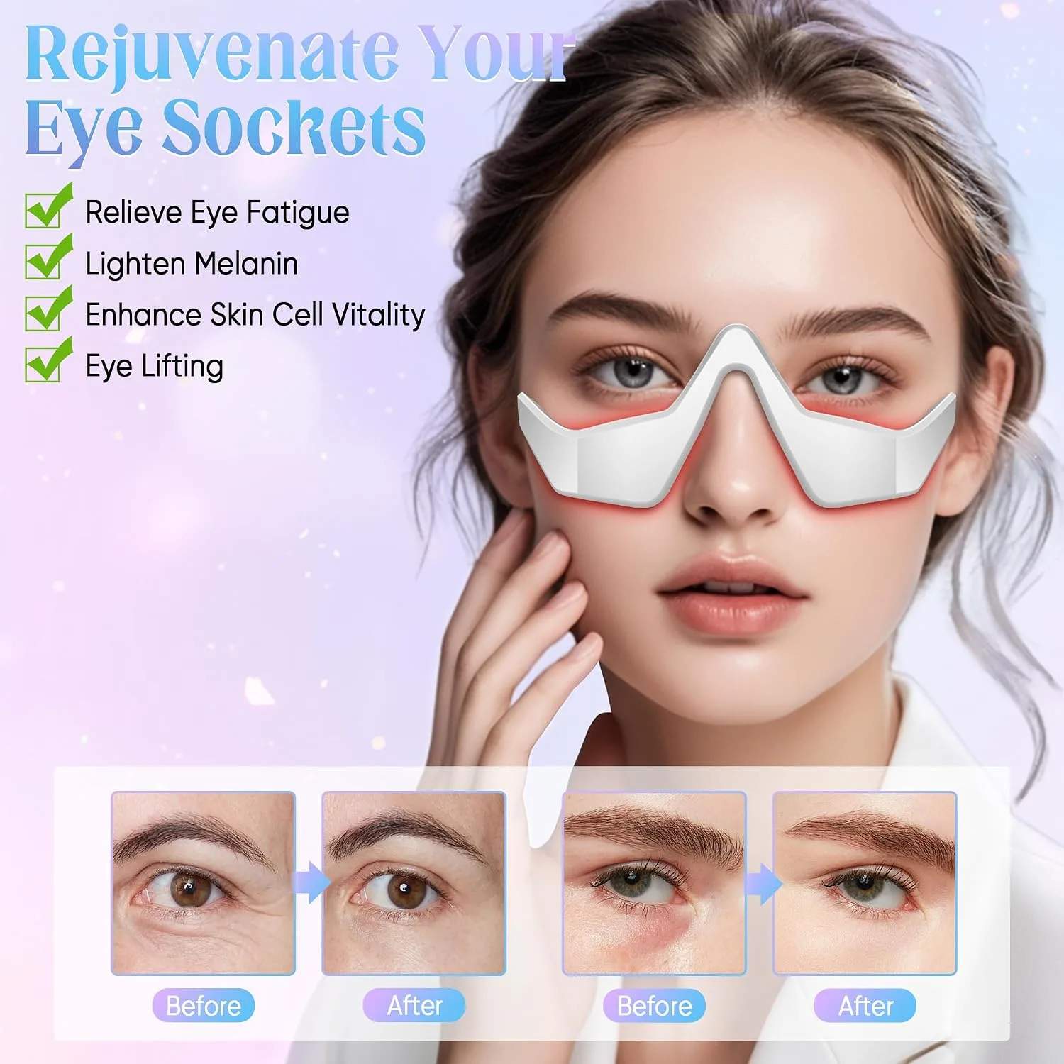 Under-Eye Light Therapy Device for Eye Bags, Dark Circles & Fatigue, White
