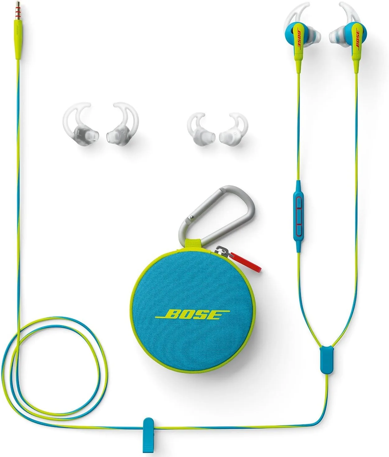 Bose SoundSport in-Ear Headphones for Apple Devices – Neon Blue, Sweat-Resistant, Inline Mic/Remote (Renewed)