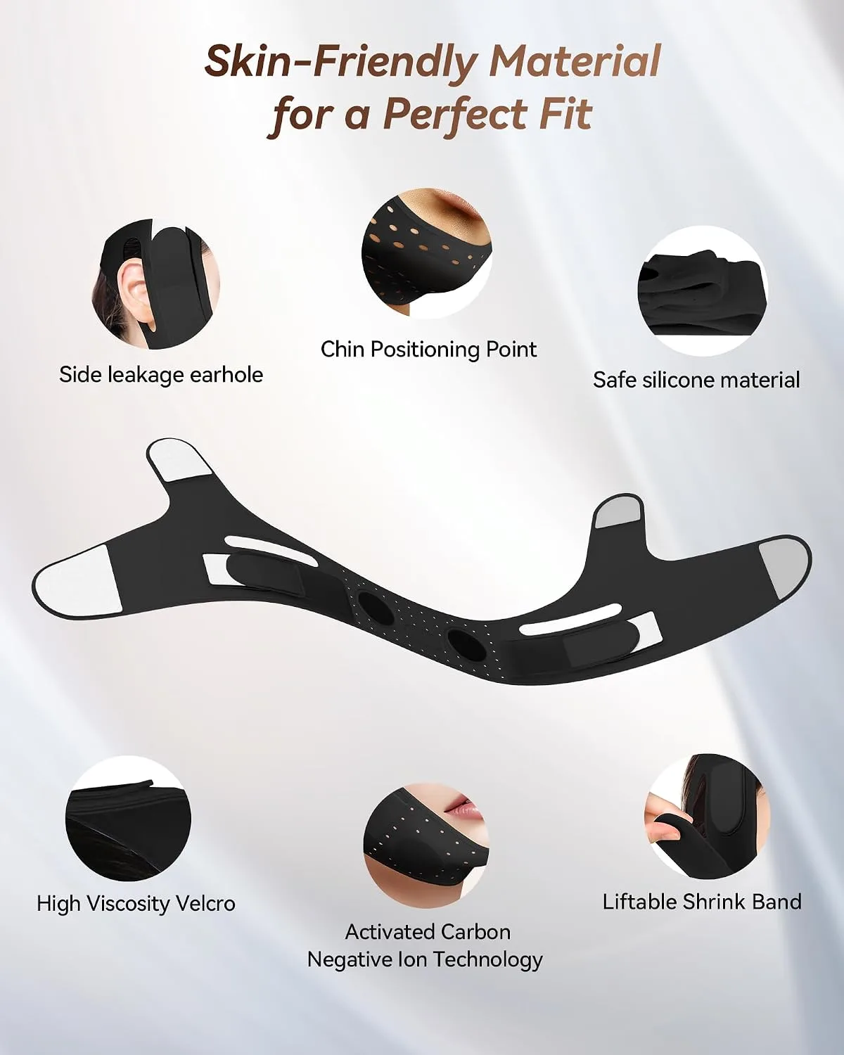 Reusable V Line Silicone Face Strap, Soft Silicone Chin Strap for Women