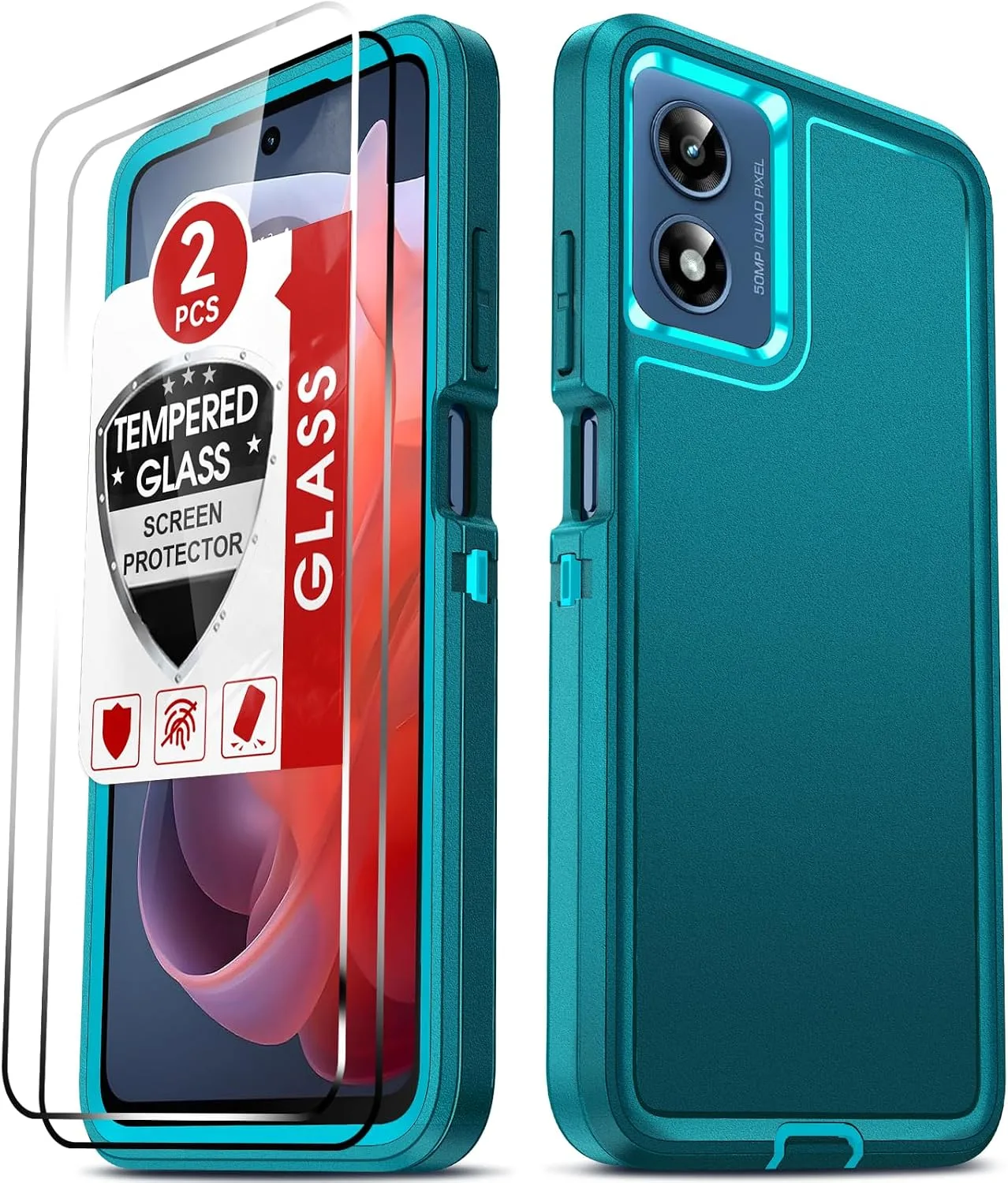 for Moto-G-5G-2024 Case: 𝗡𝗼𝘁 𝗣𝗹𝗮𝘆 𝟮𝟬𝟮𝟰, 3 in 1 Full Body, Teal