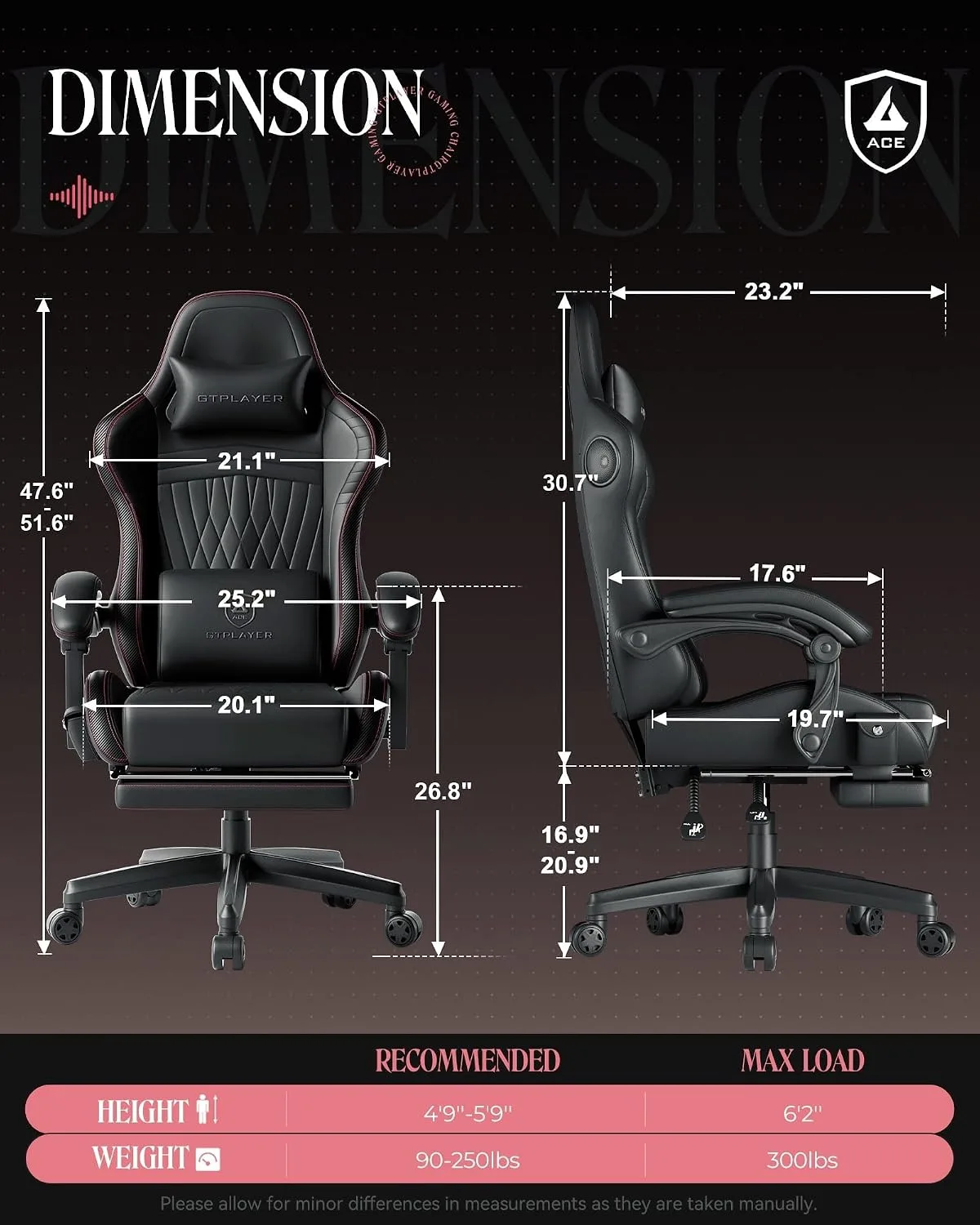 GTPLAYER Gaming Chair, Comfort Computer Office Chair for Adults, Red