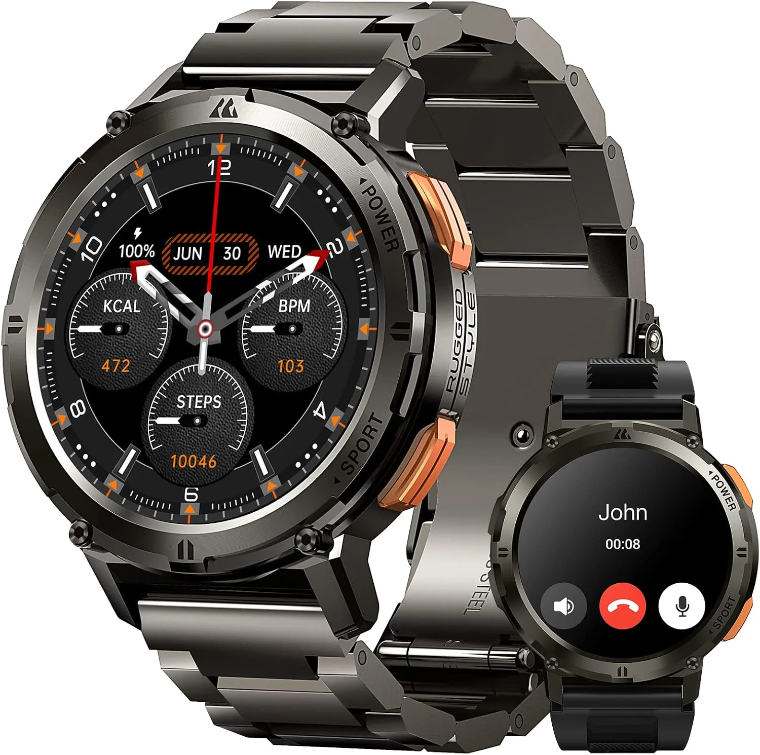 AMAZTIM Smart Watch, Rugged Fitness Watch, 5 ATM & IP69K, 1.43" AMOLED