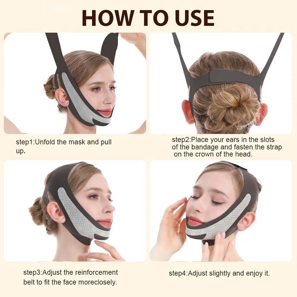 Shaper Chin Strap for Sleeping, Graphene V-Line Face Lifting Mask, Black