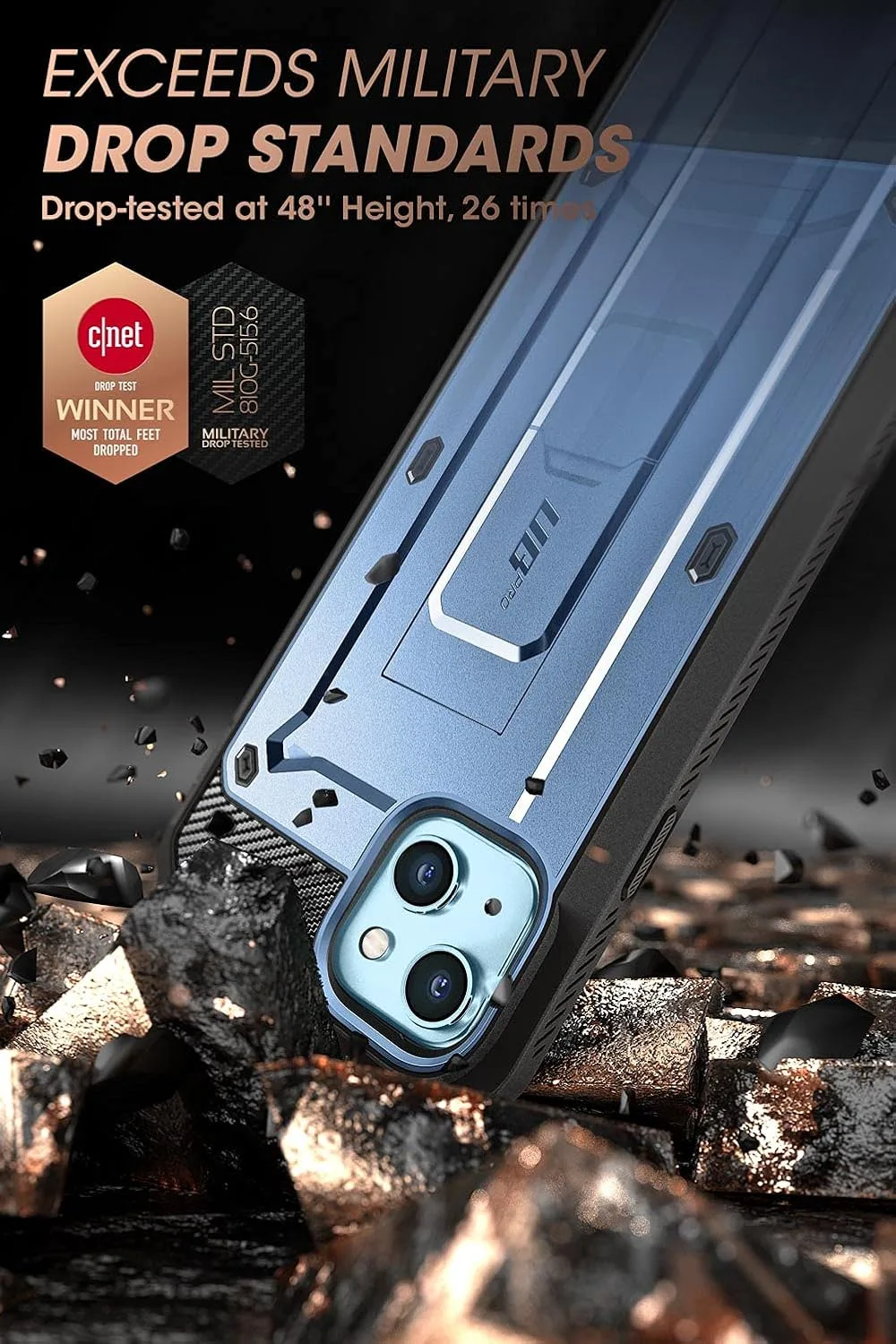 SUPCASE for iPhone 13 Case (6.1 inch) with Screen Protector, Cerulean