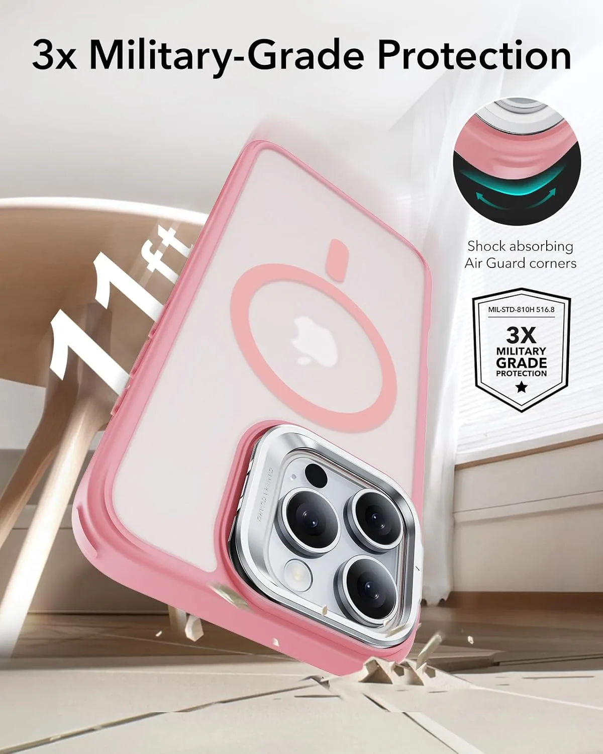 ESR for iPhone 16 Pro Max Case with Stand, for MagSafe, Frosted Pink