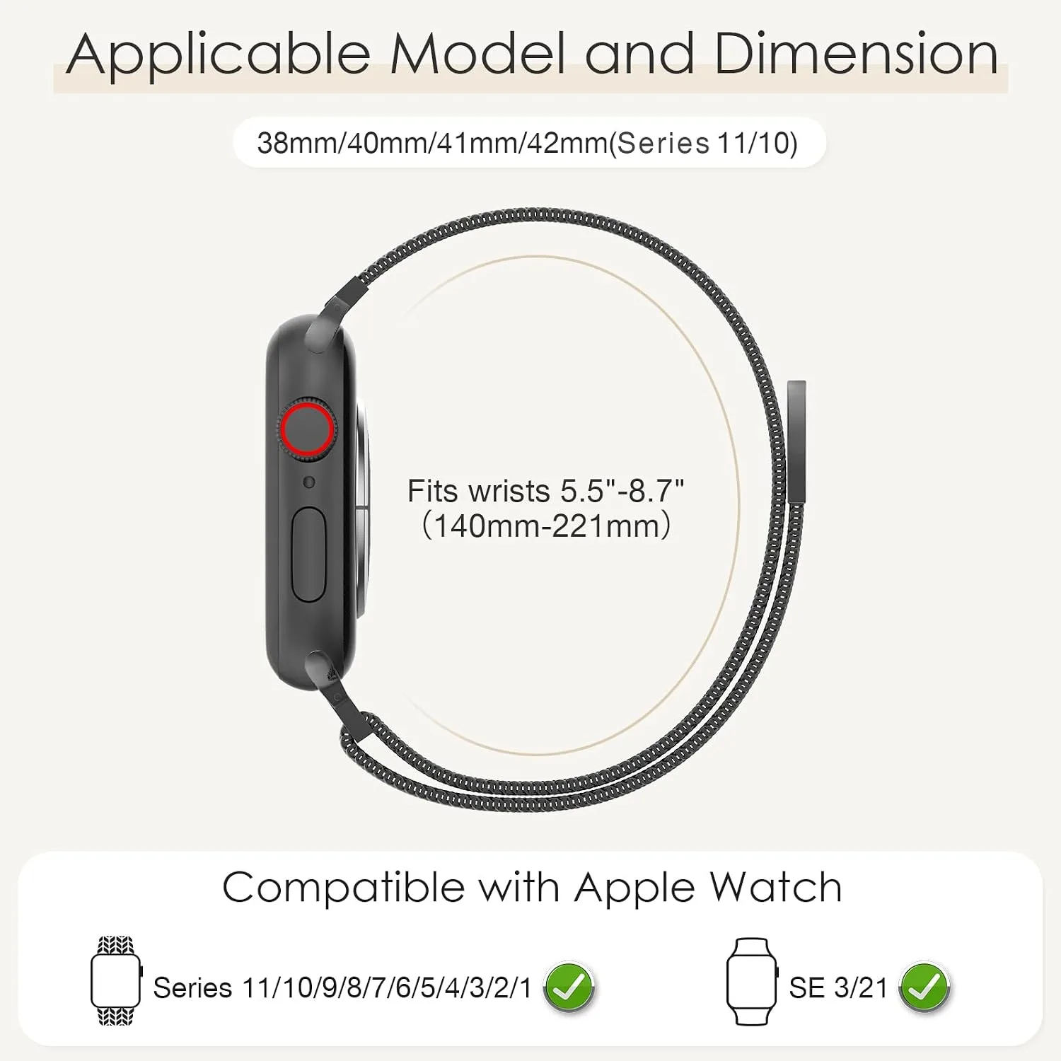 3 Pack Mesh Loop Compatible with Apple Watch Bands for Women Men
