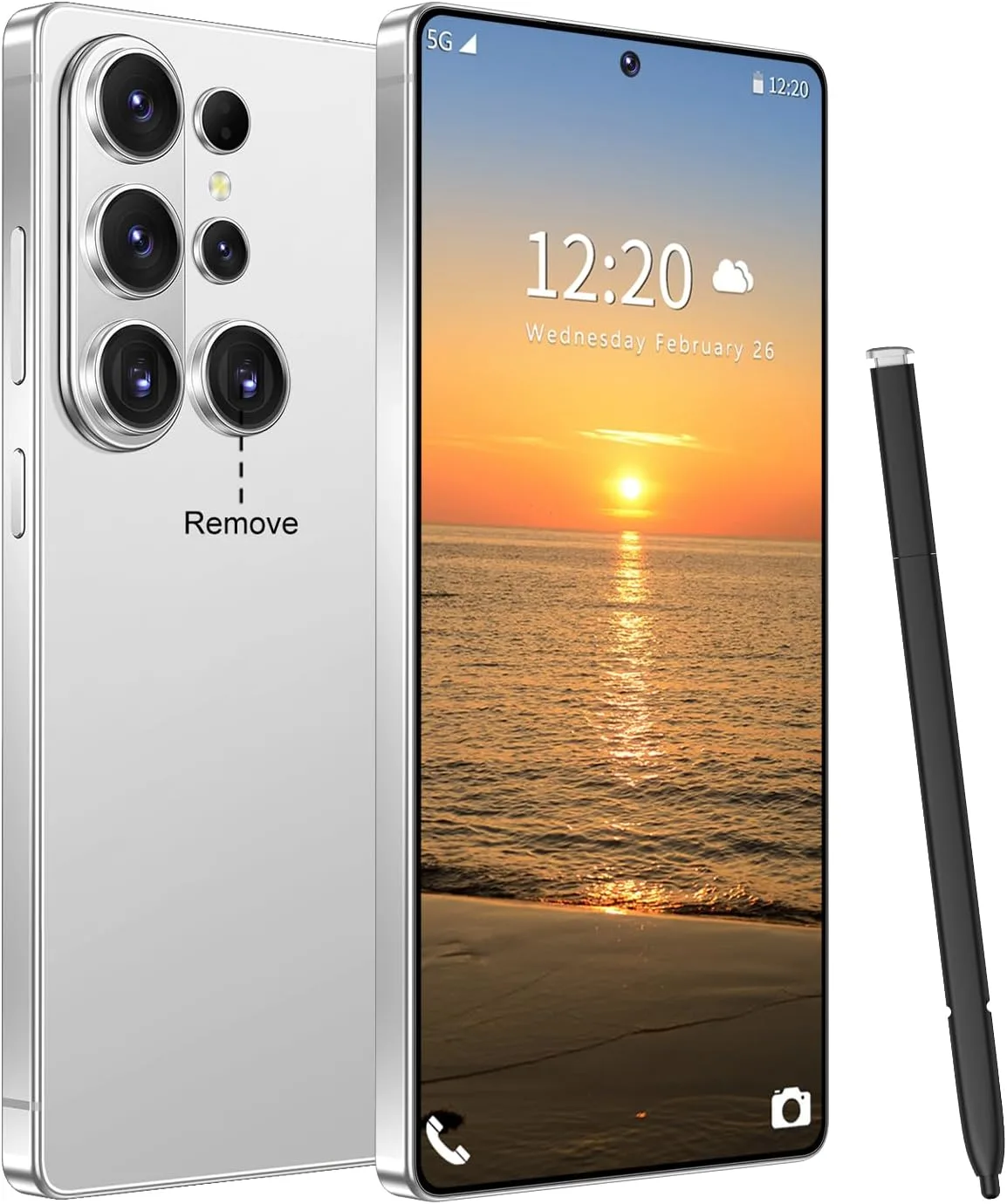 Huness 26 Ultra Unlocked Cell Phone,Built in Pen,16+1TB Unlocked Phone, Android 15 Battery 7000mAh 6.99" HD Screen Smartphone, 5G/Face ID/Fingerprint Lock/Dual SIM/GPS (White)