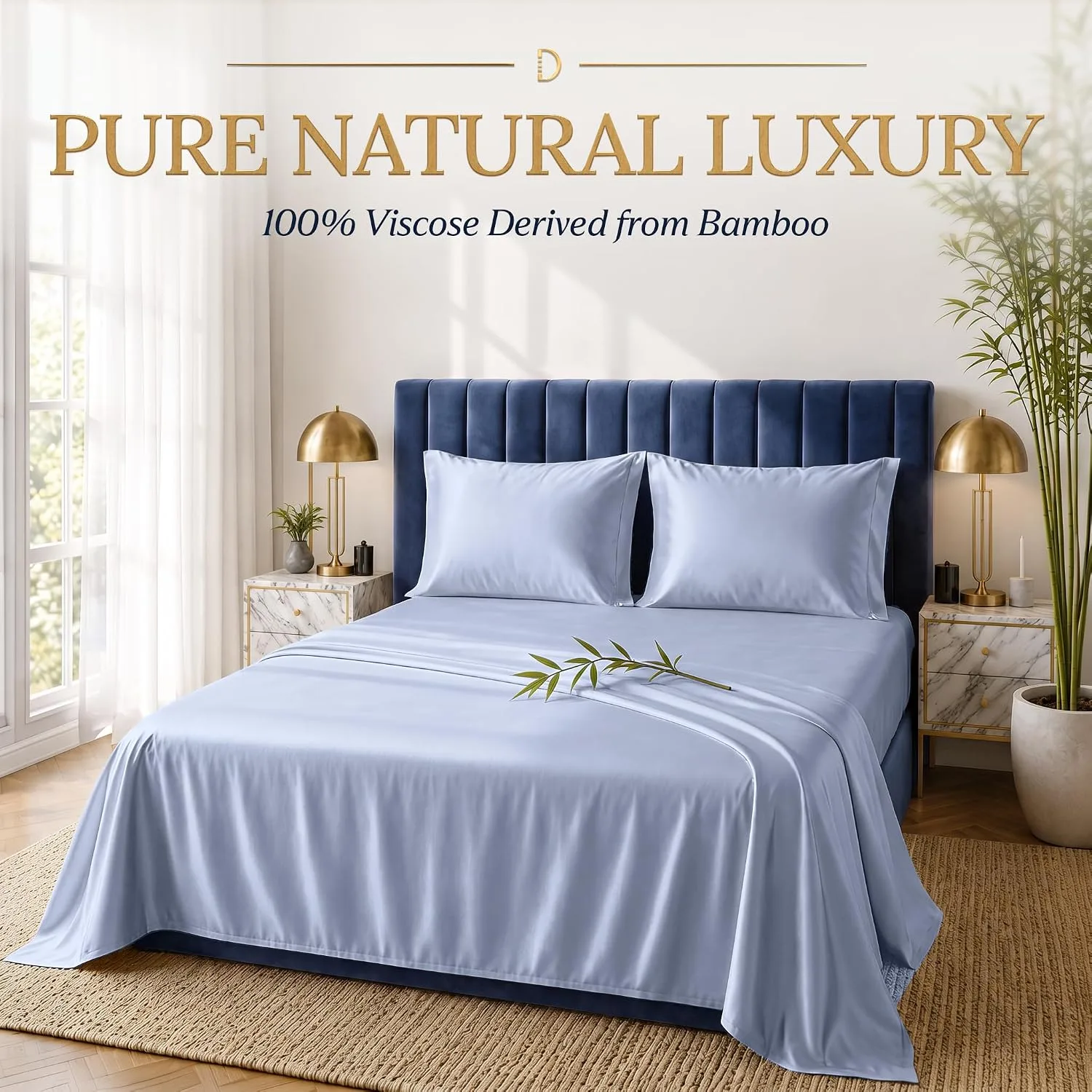 DECOLURE 100% Viscose from Bamboo Sheets Twin Size | 3 Pc Cooling Bed Set